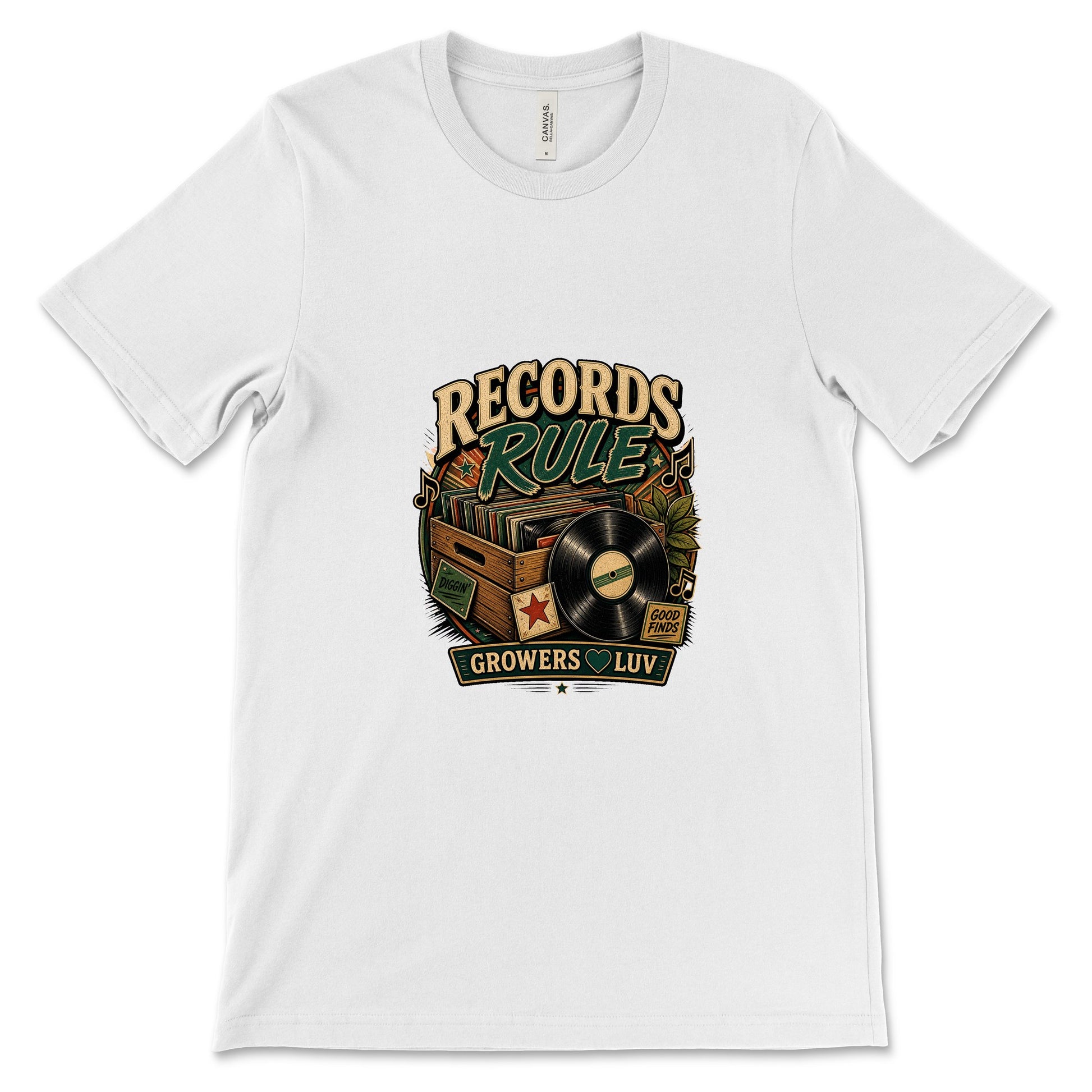 Records Rule Women's Bella Canvas Graphic Tee in White