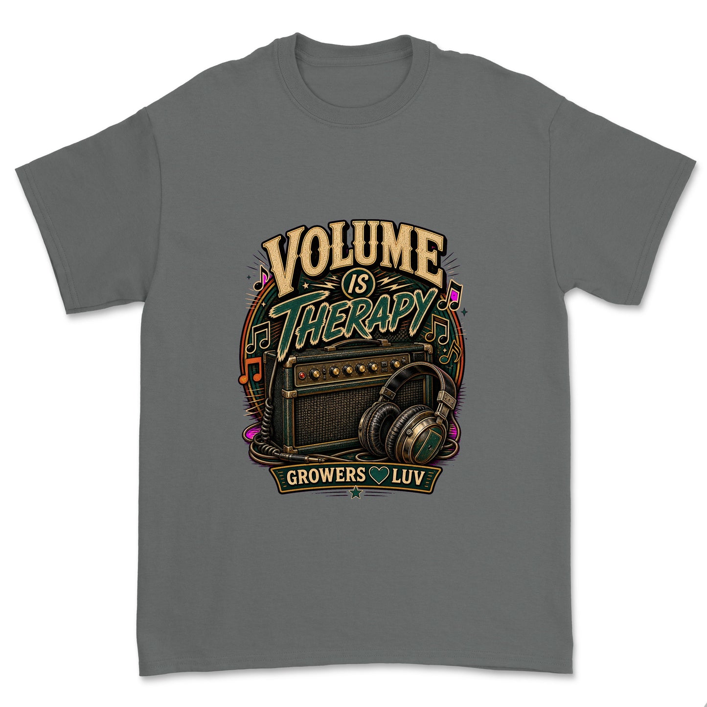 Volume Is Therapy Men's Gildan Graphic Tee in Charcoal