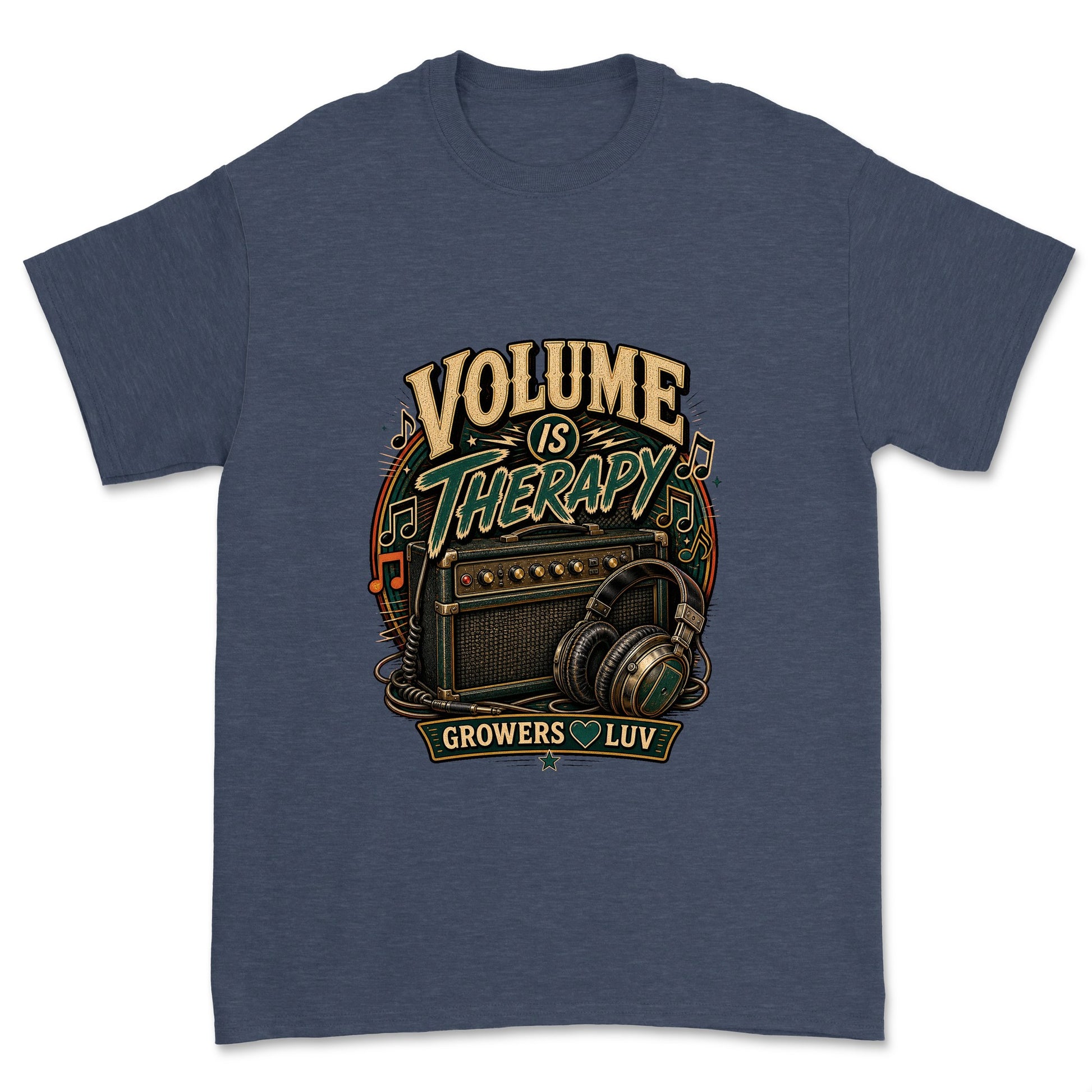 Volume Is Therapy Men's Gildan Graphic Tee in Heather Navy