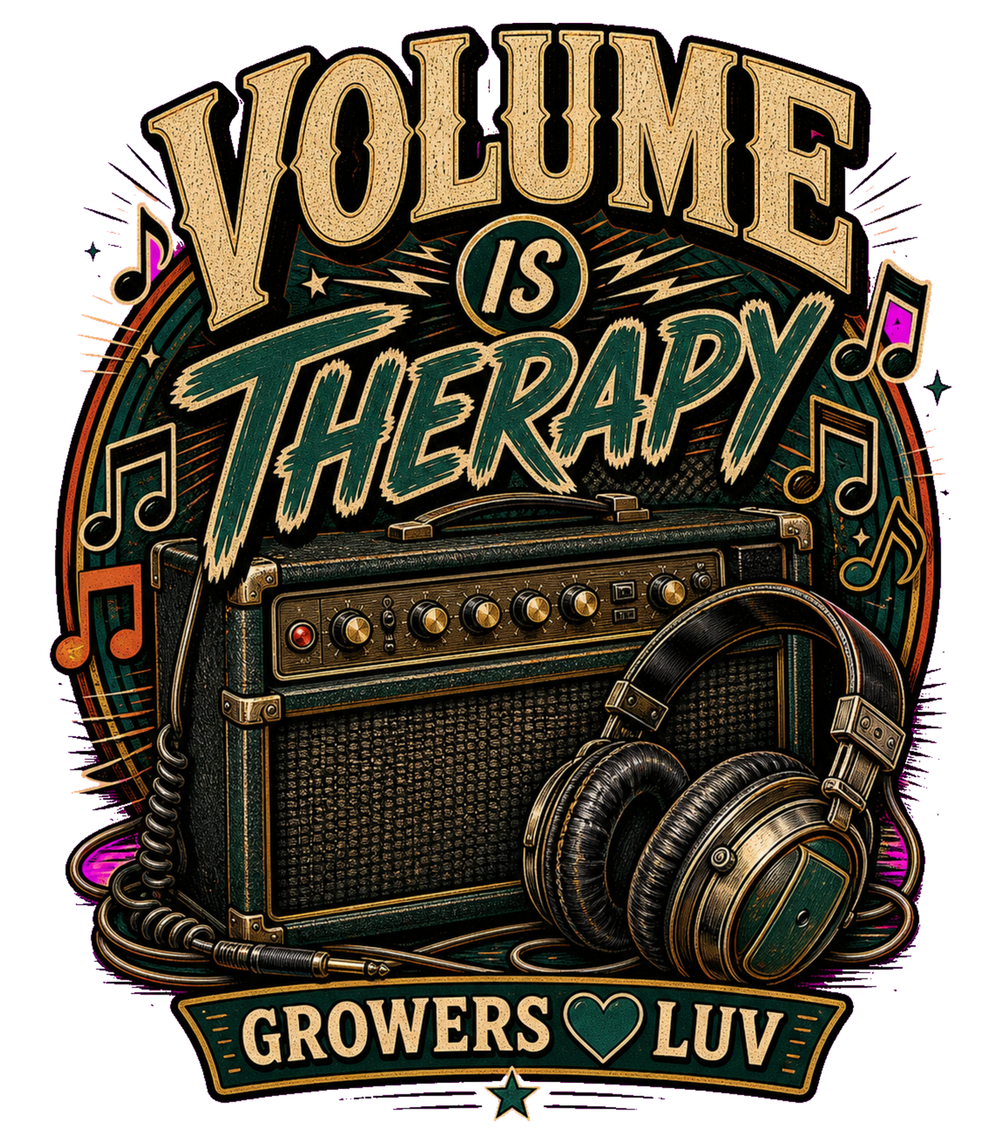 Volume Is Therapy Women's Bella Canvas Graphic Tee artwork detail