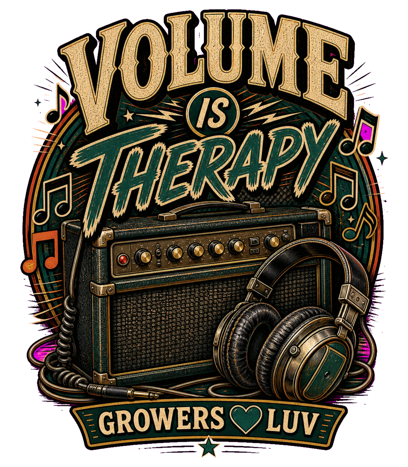 Volume Is Therapy Women's Bella Canvas Graphic Tee artwork detail