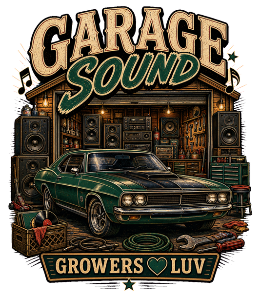 Garage Sound Large Natural Tote Bag artwork detail