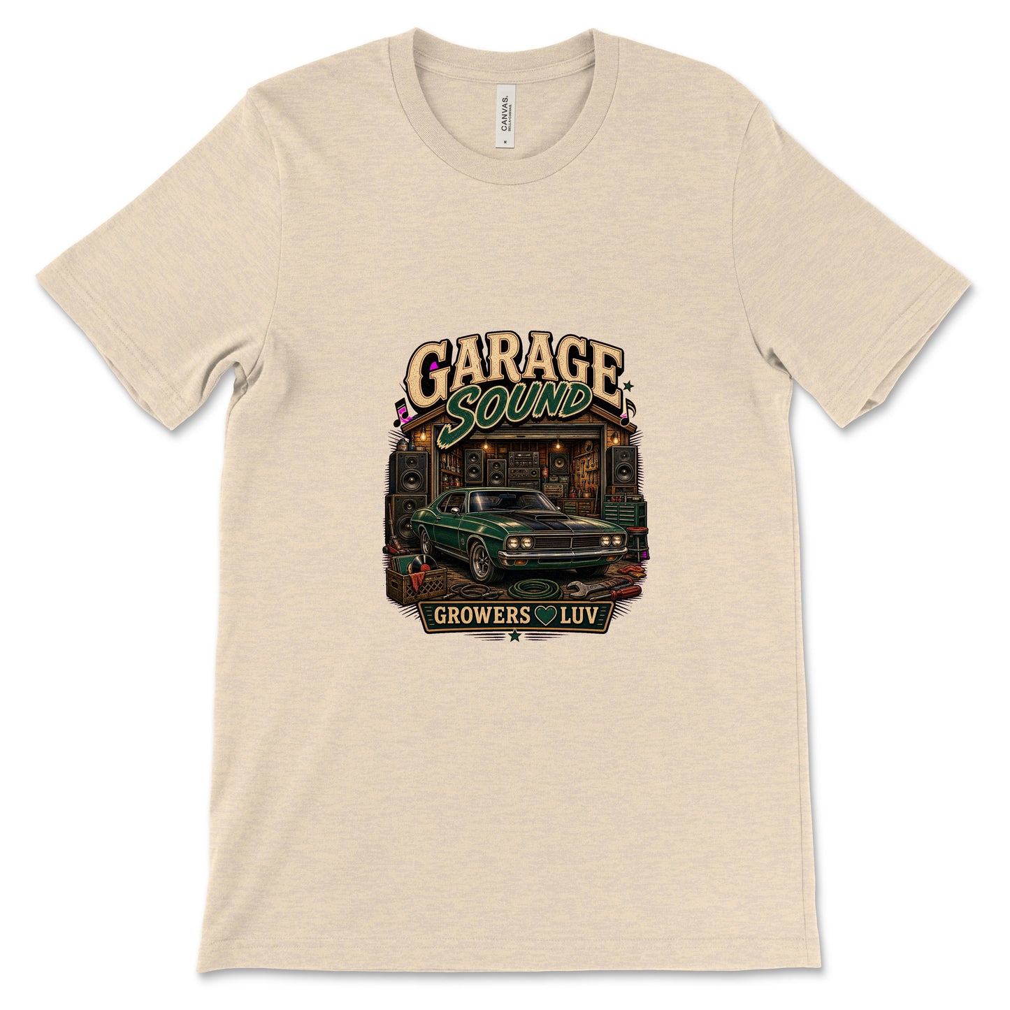 Garage Sound Women's Bella Canvas Graphic Tee in Heather Dust