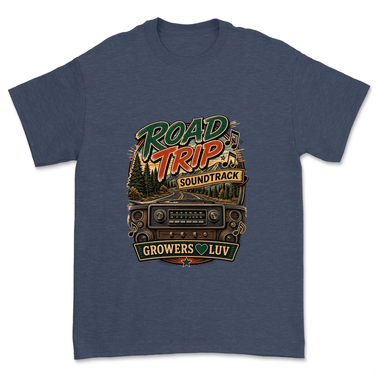 Road Trip Soundtrack Men's Gildan Graphic Tee in Heather Navy