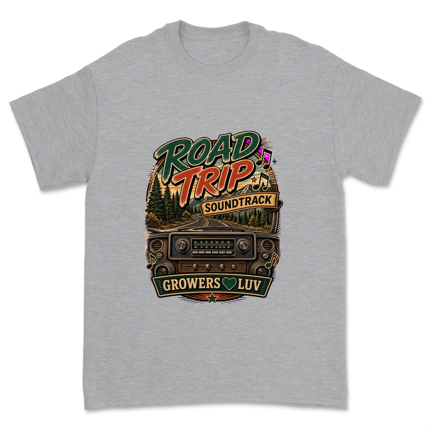 Road Trip Soundtrack Men's Gildan Graphic Tee in Sport Grey Heather