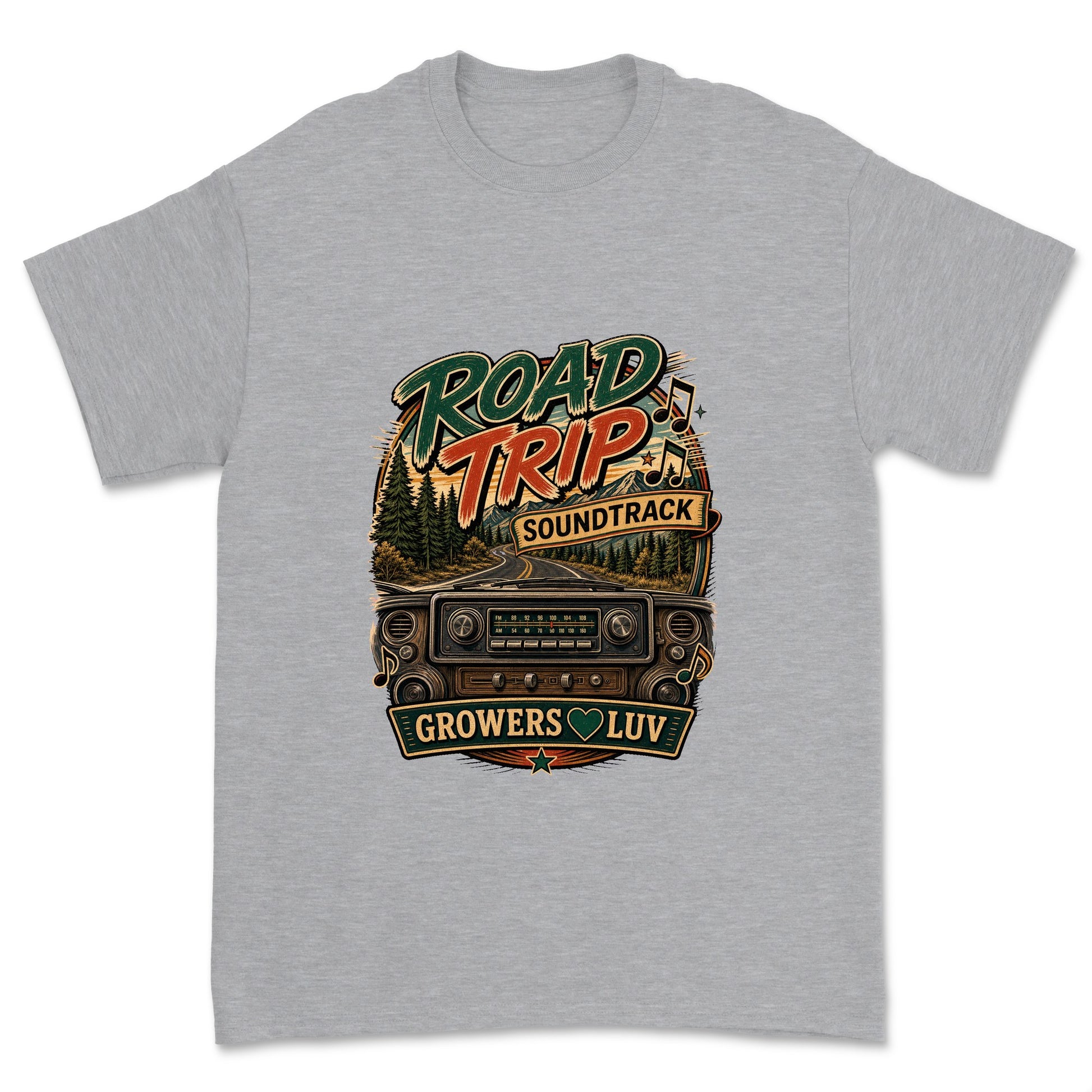 Road Trip Soundtrack Men's Gildan Graphic Tee in Sport Grey Heather