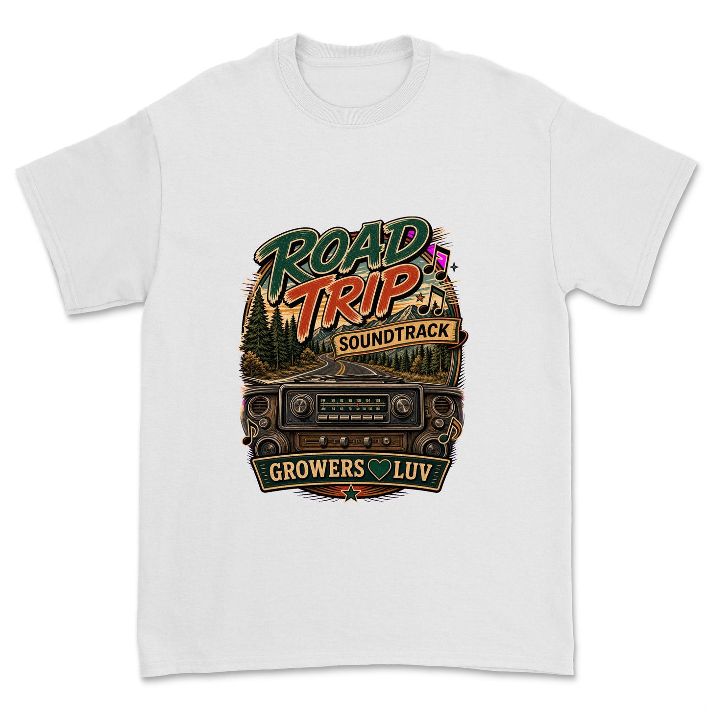 Road Trip Soundtrack Men's Gildan Graphic Tee in White