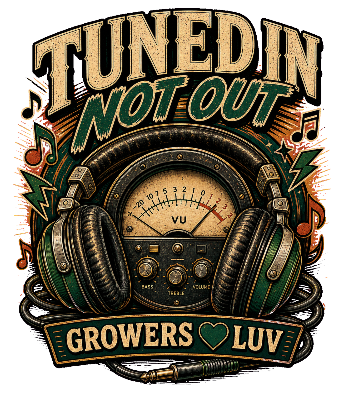Tuned In Not Out Large Natural Tote Bag artwork detail