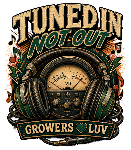 Tuned In Not Out Large Natural Tote Bag artwork detail