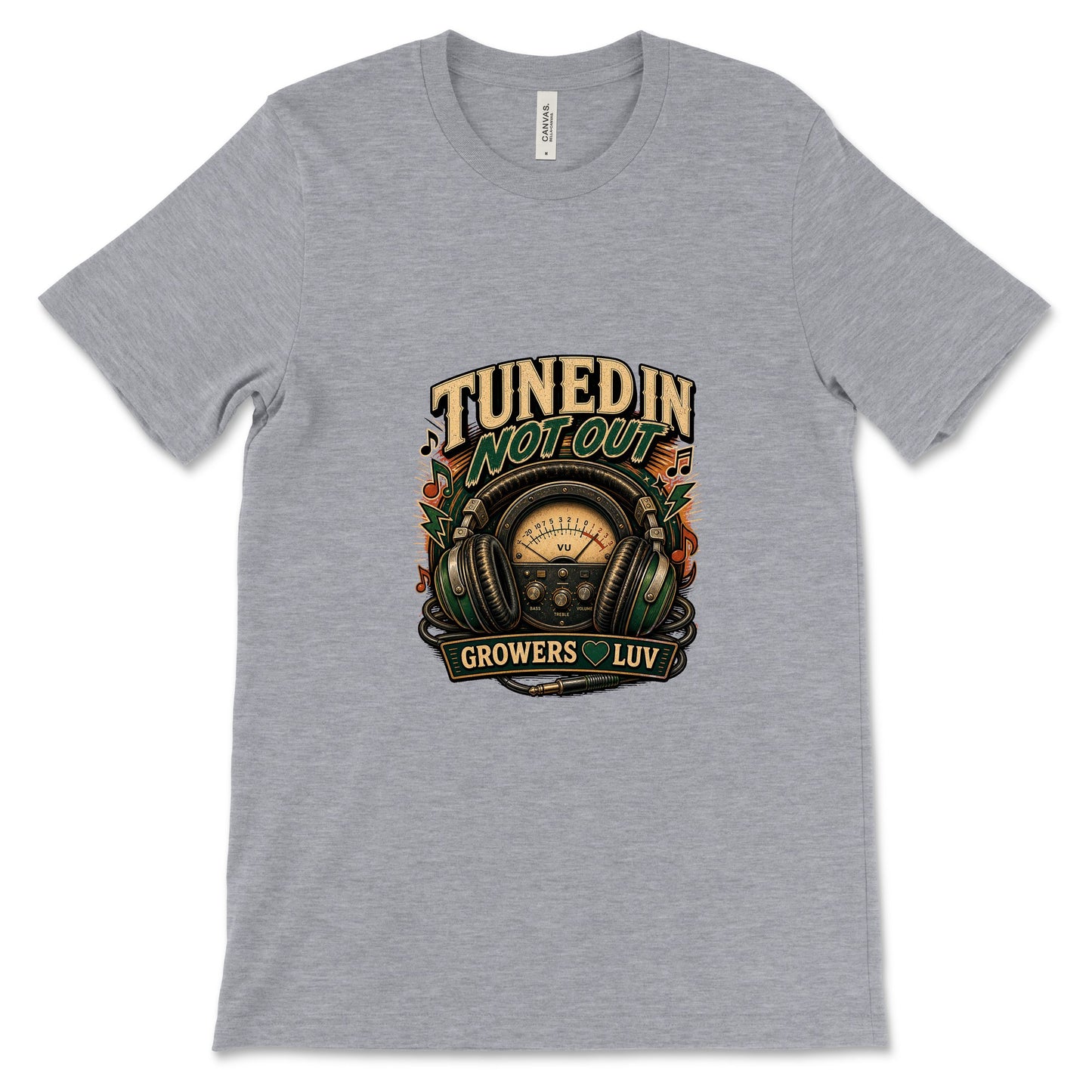 Tuned In Not Out Women's Bella Canvas Graphic Tee in Athletic Heather
