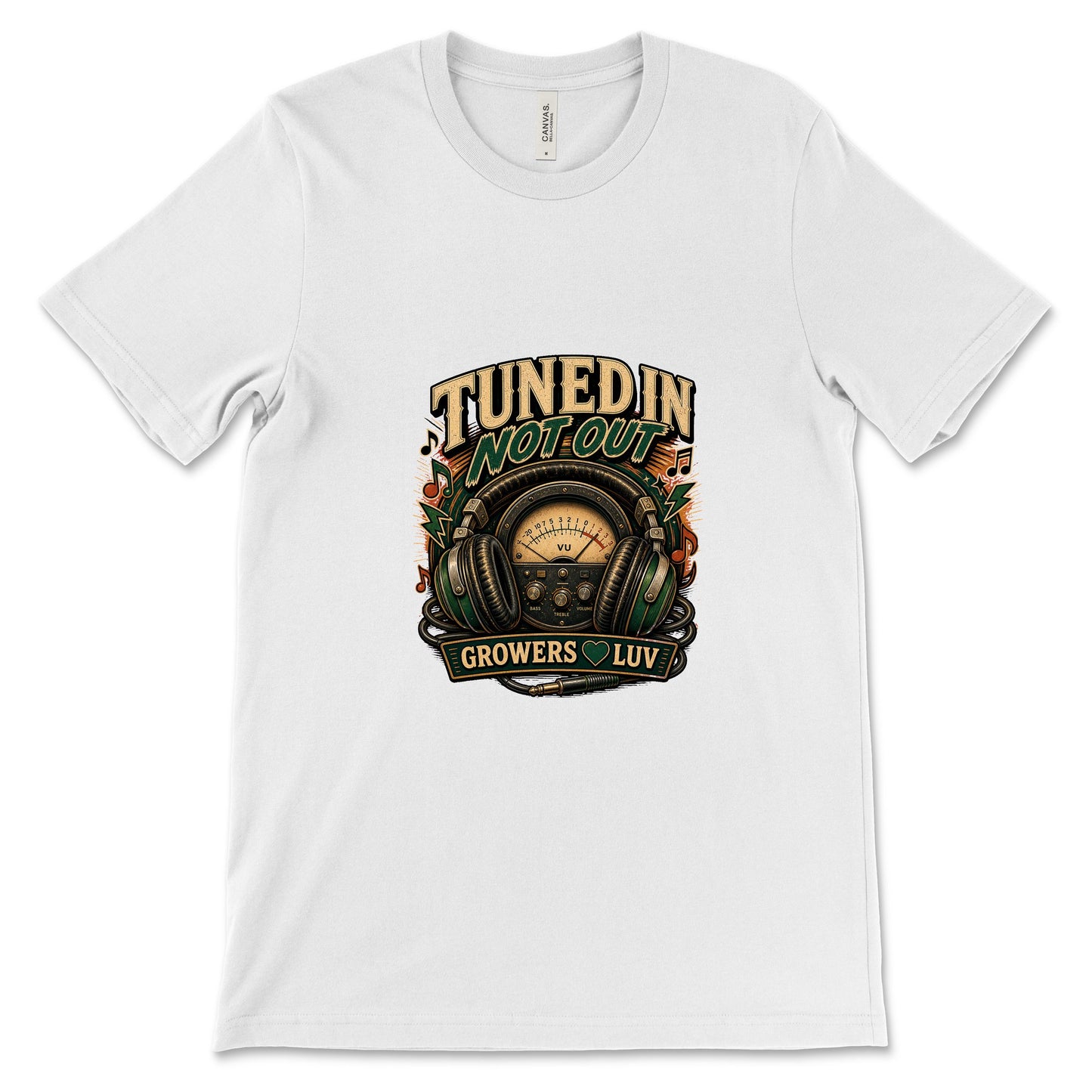 Tuned In Not Out Women's Bella Canvas Graphic Tee in White
