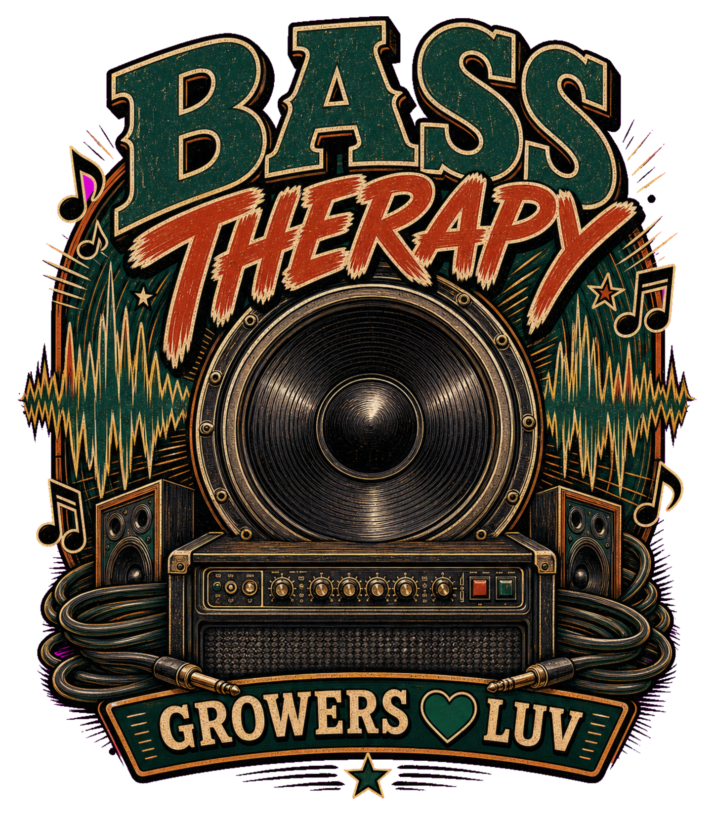 Bass Therapy Women's Bella Canvas Graphic Tee artwork detail