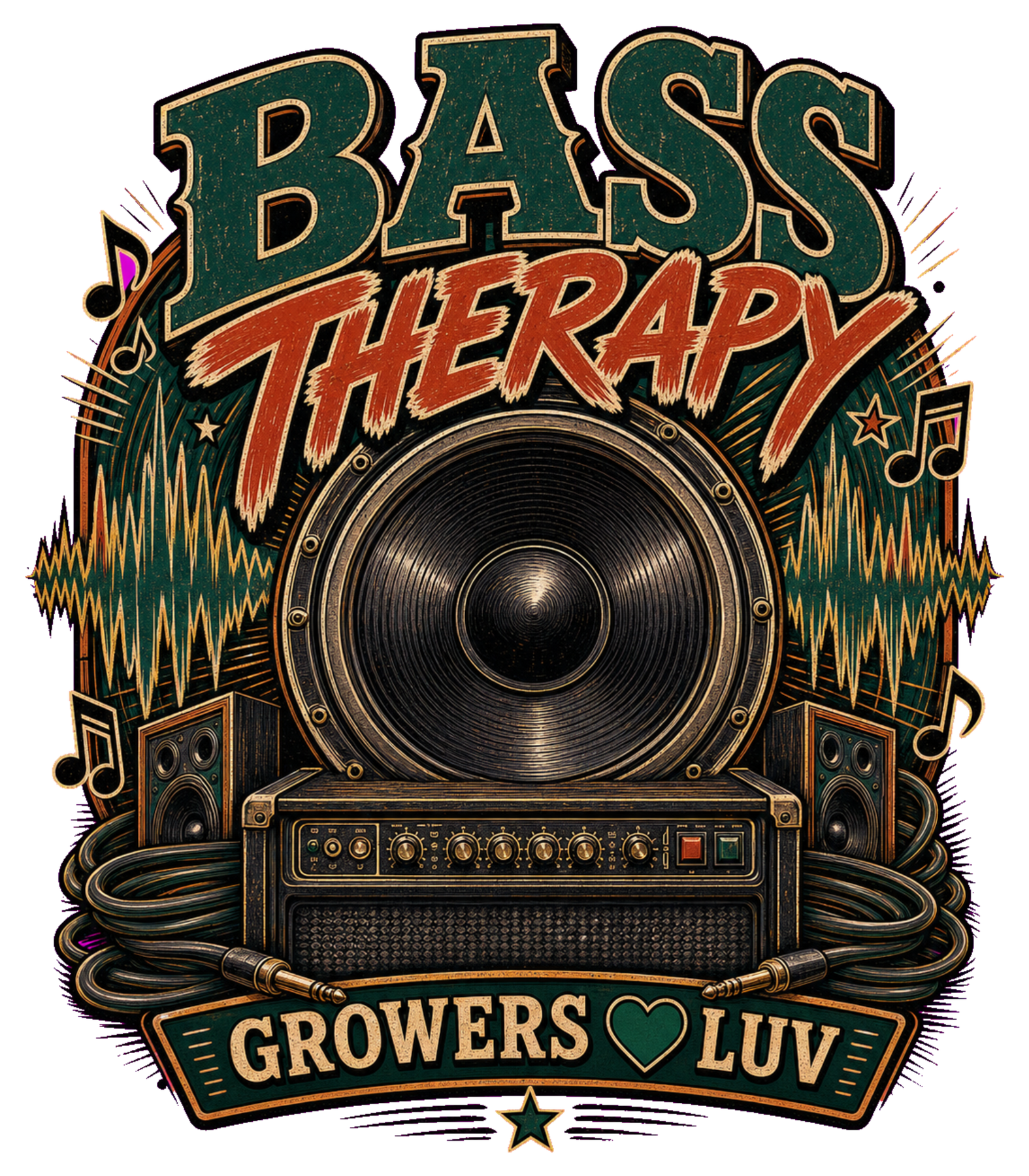 Bass Therapy Women's Bella Canvas Graphic Tee artwork detail