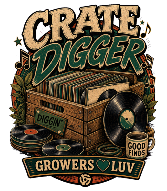 Crate Digger Women's Bella Canvas Graphic Tee artwork detail
