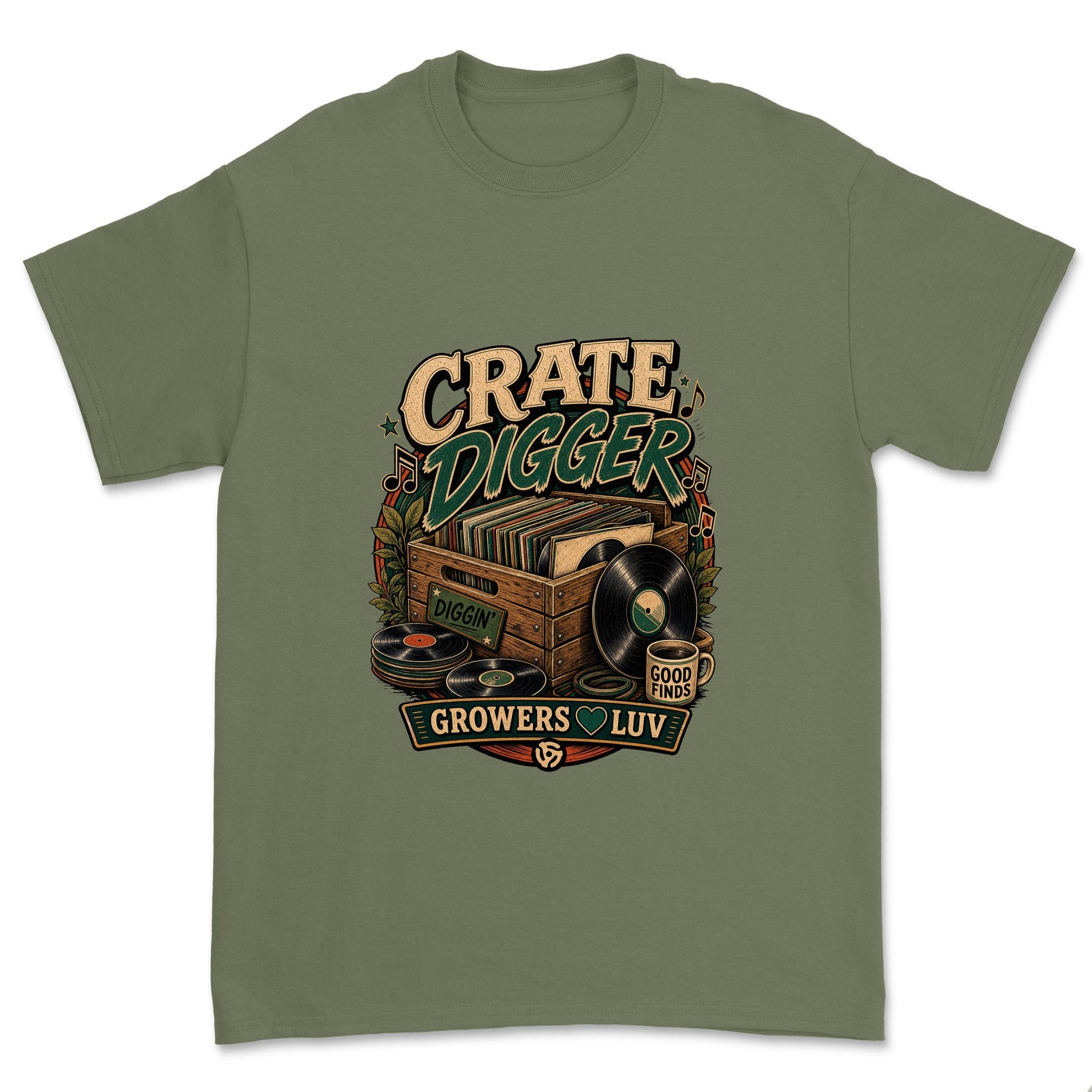 Crate Digger Men's Gildan Graphic Tee in Military Green