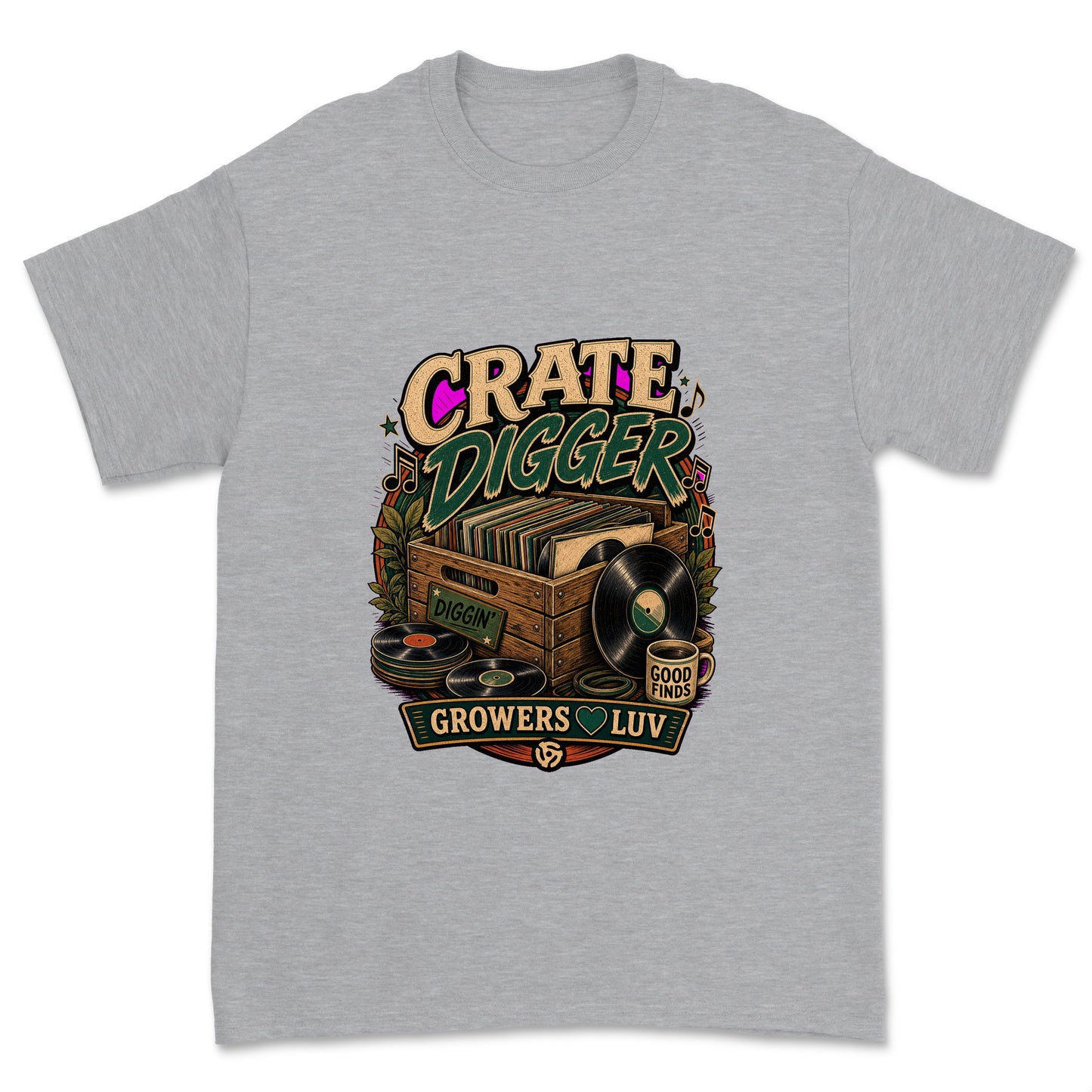 Crate Digger Men's Gildan Graphic Tee in Sport Grey Heather