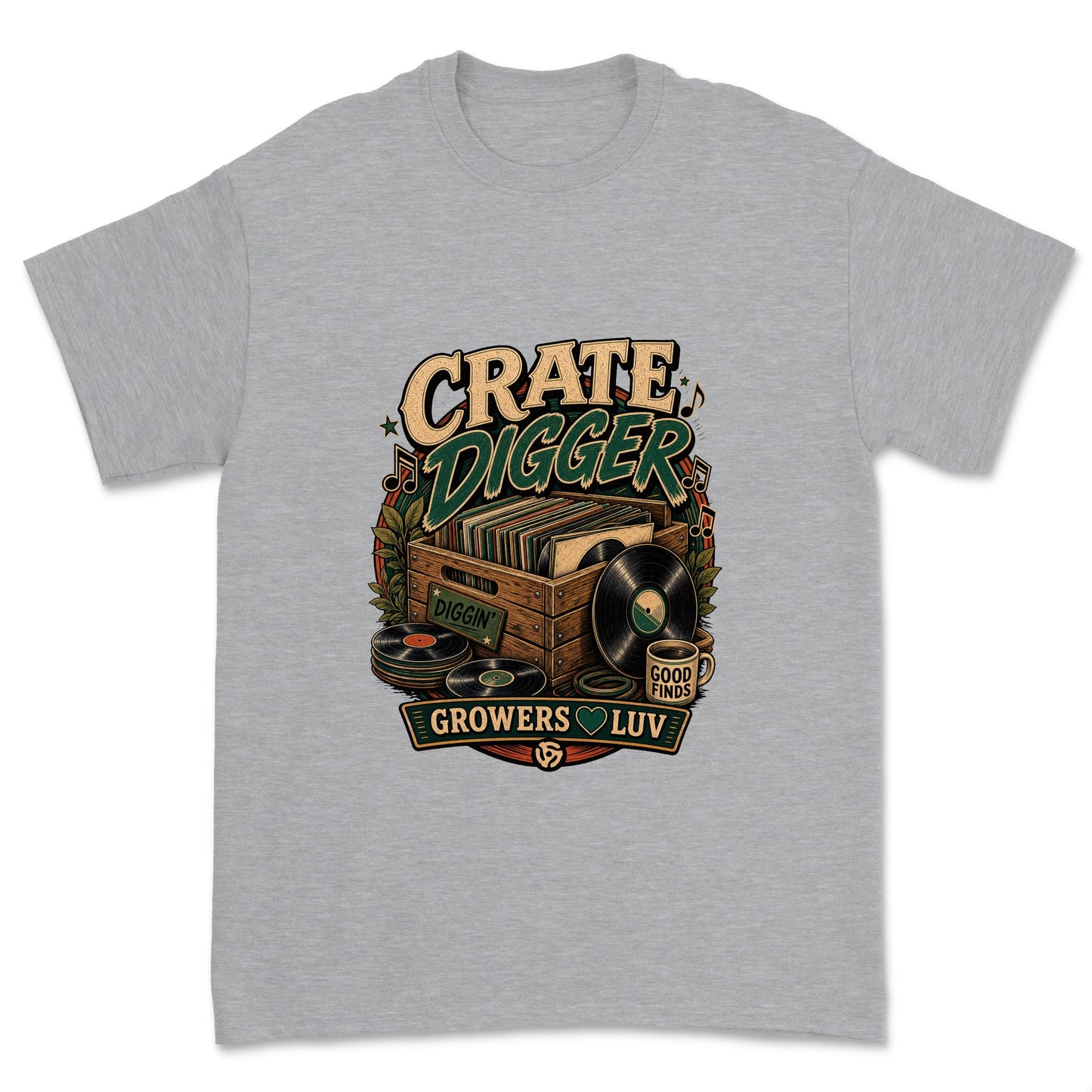 Crate Digger Men's Gildan Graphic Tee in Sport Grey Heather
