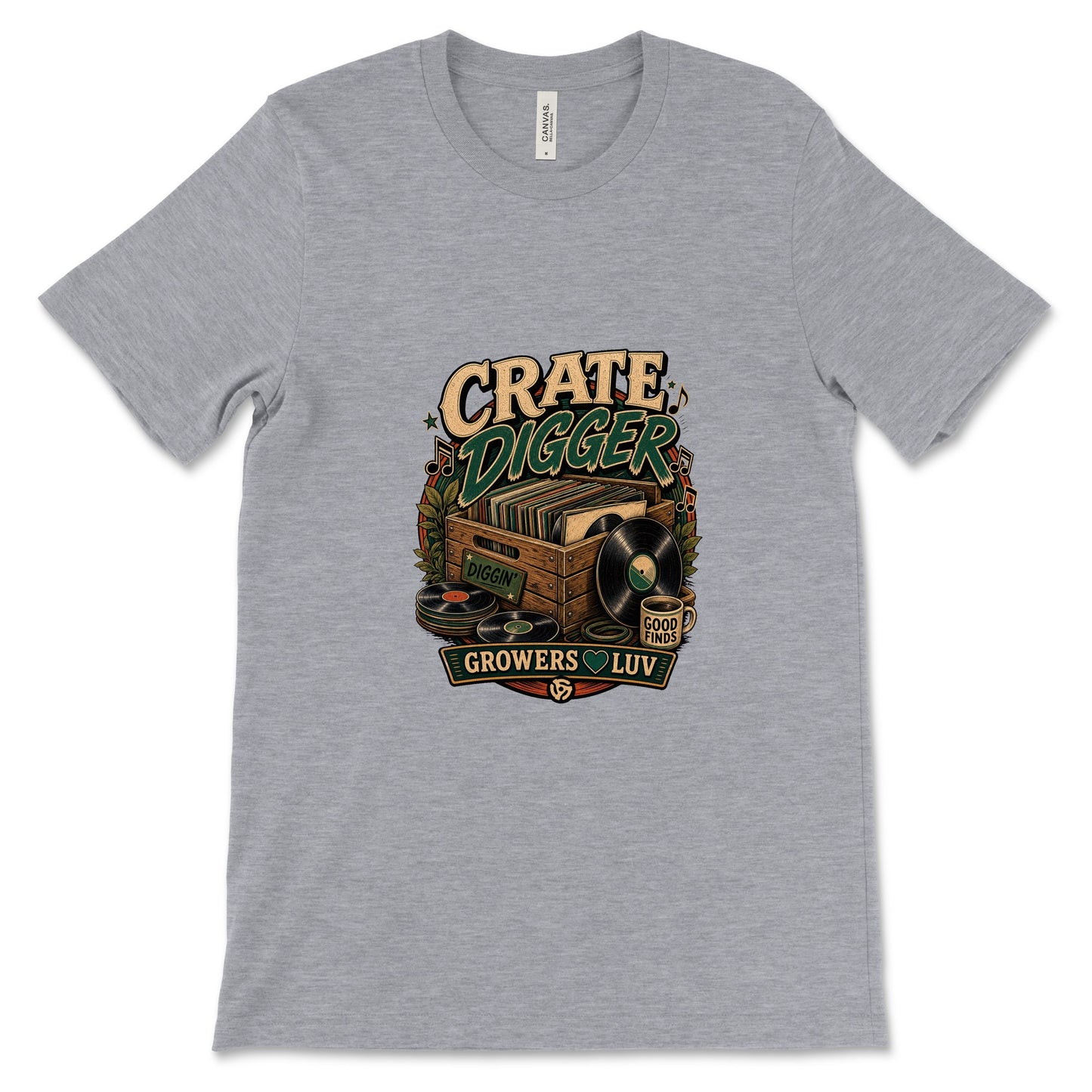Crate Digger Women's Bella Canvas Graphic Tee in Athletic Heather