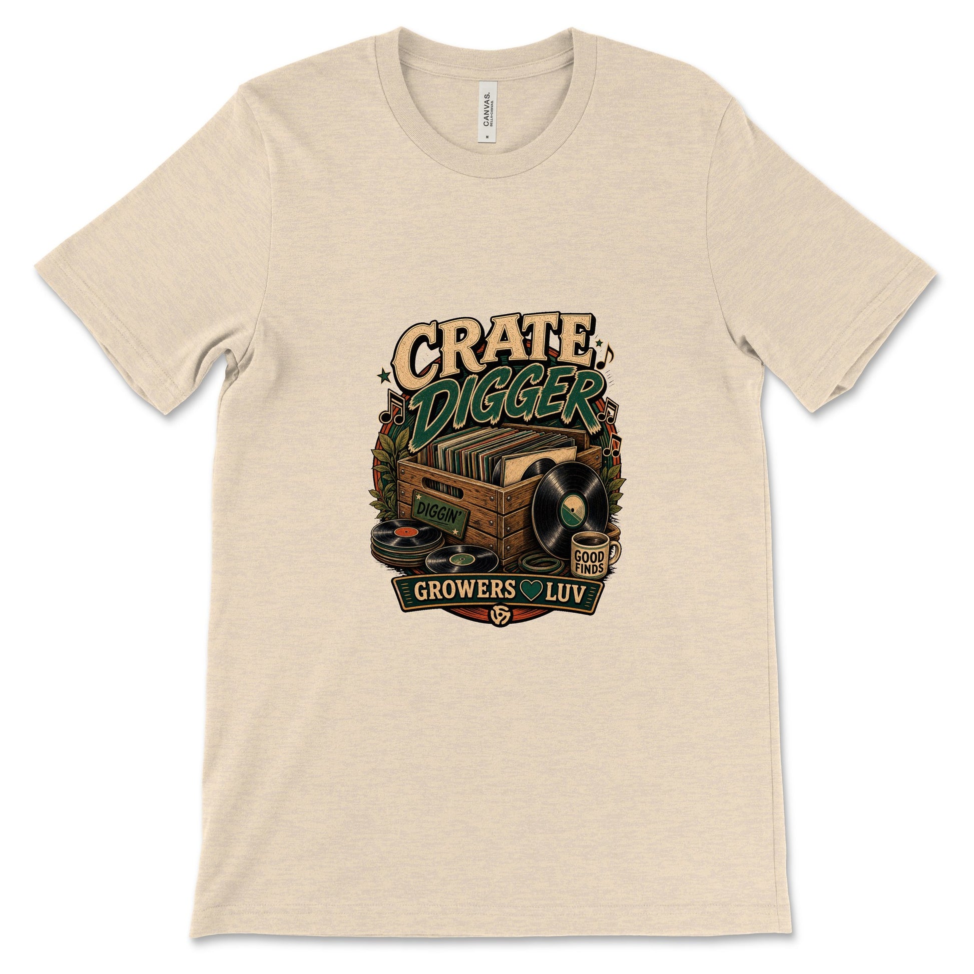 Crate Digger Women's Bella Canvas Graphic Tee in Heather Dust