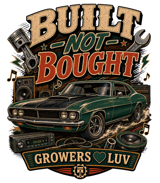 Built Not Bought Women's Bella Canvas Graphic Tee artwork detail
