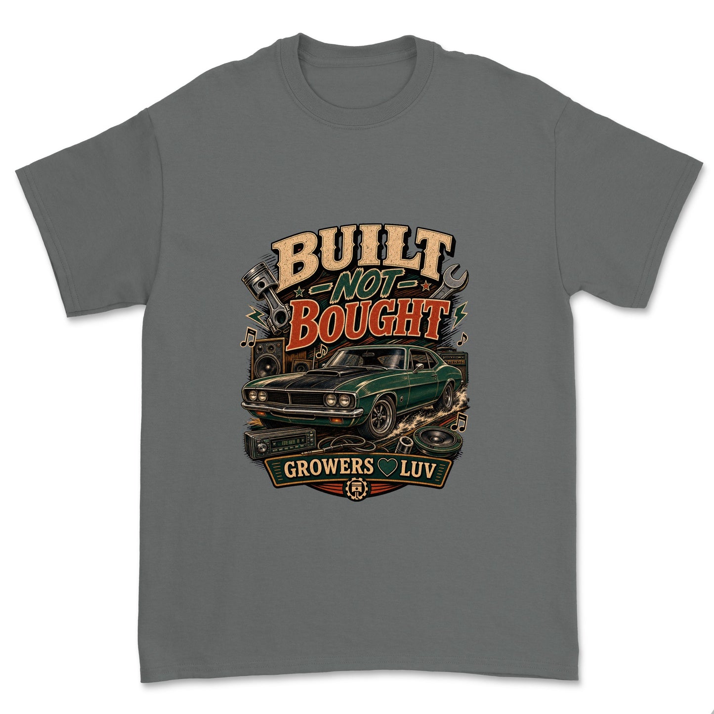 Built Not Bought Men's Gildan Graphic Tee in Charcoal