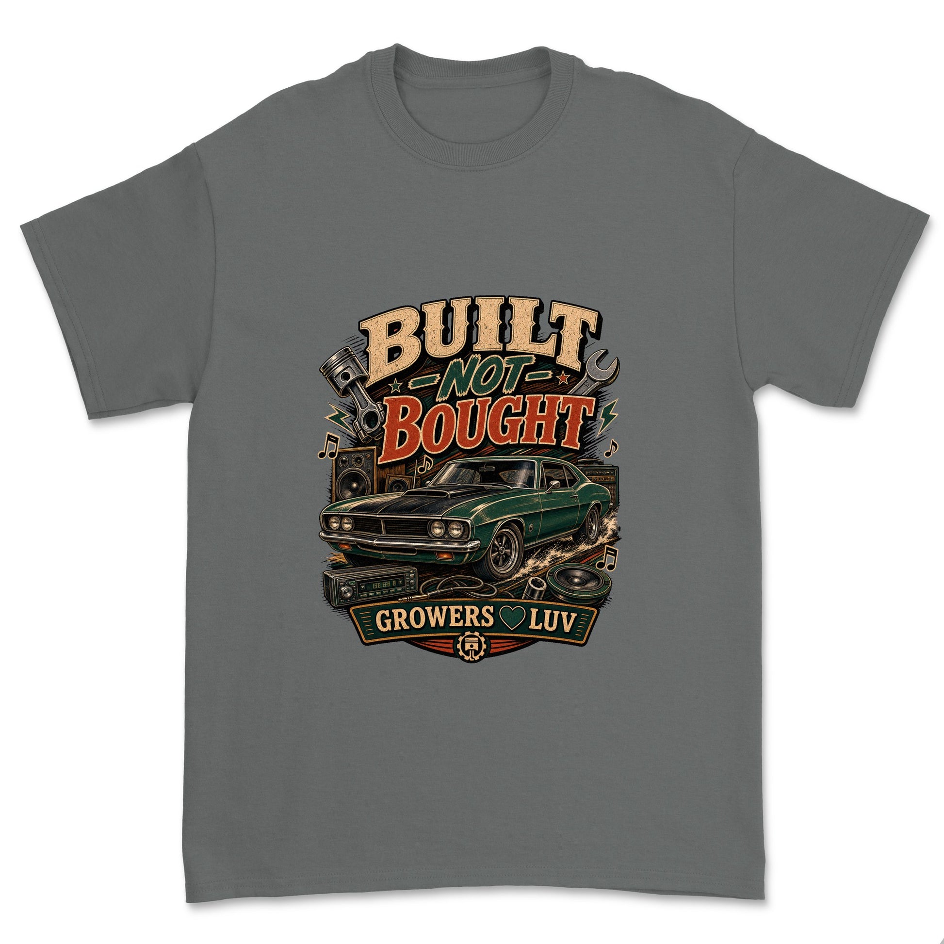 Built Not Bought Men's Gildan Graphic Tee in Charcoal