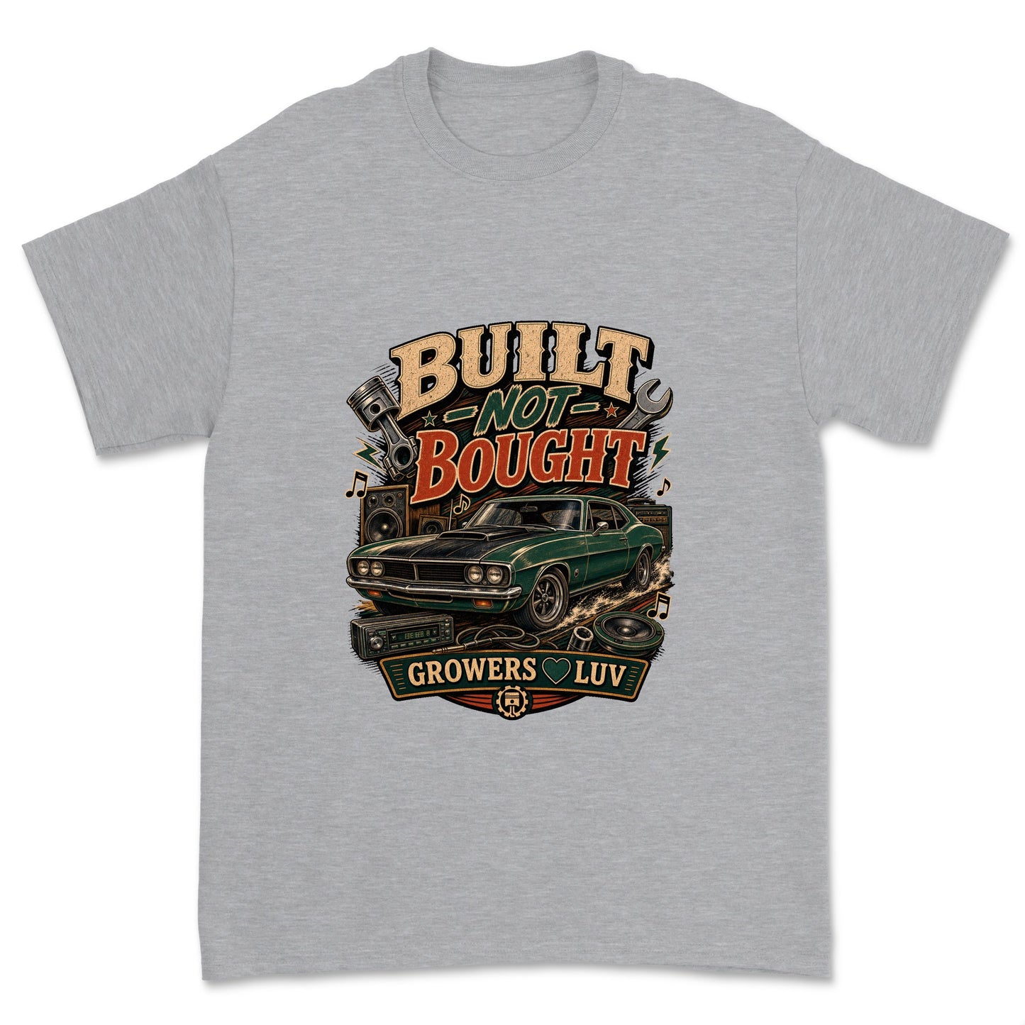 Built Not Bought Men's Gildan Graphic Tee in Sport Grey Heather