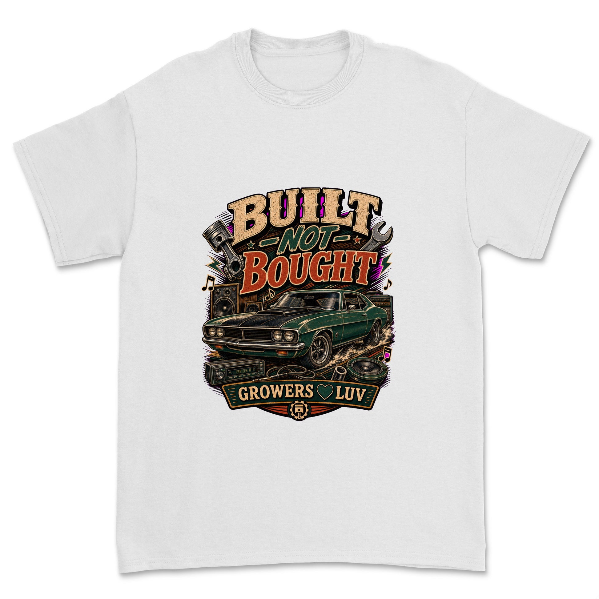 Built Not Bought Men's Gildan Graphic Tee in White