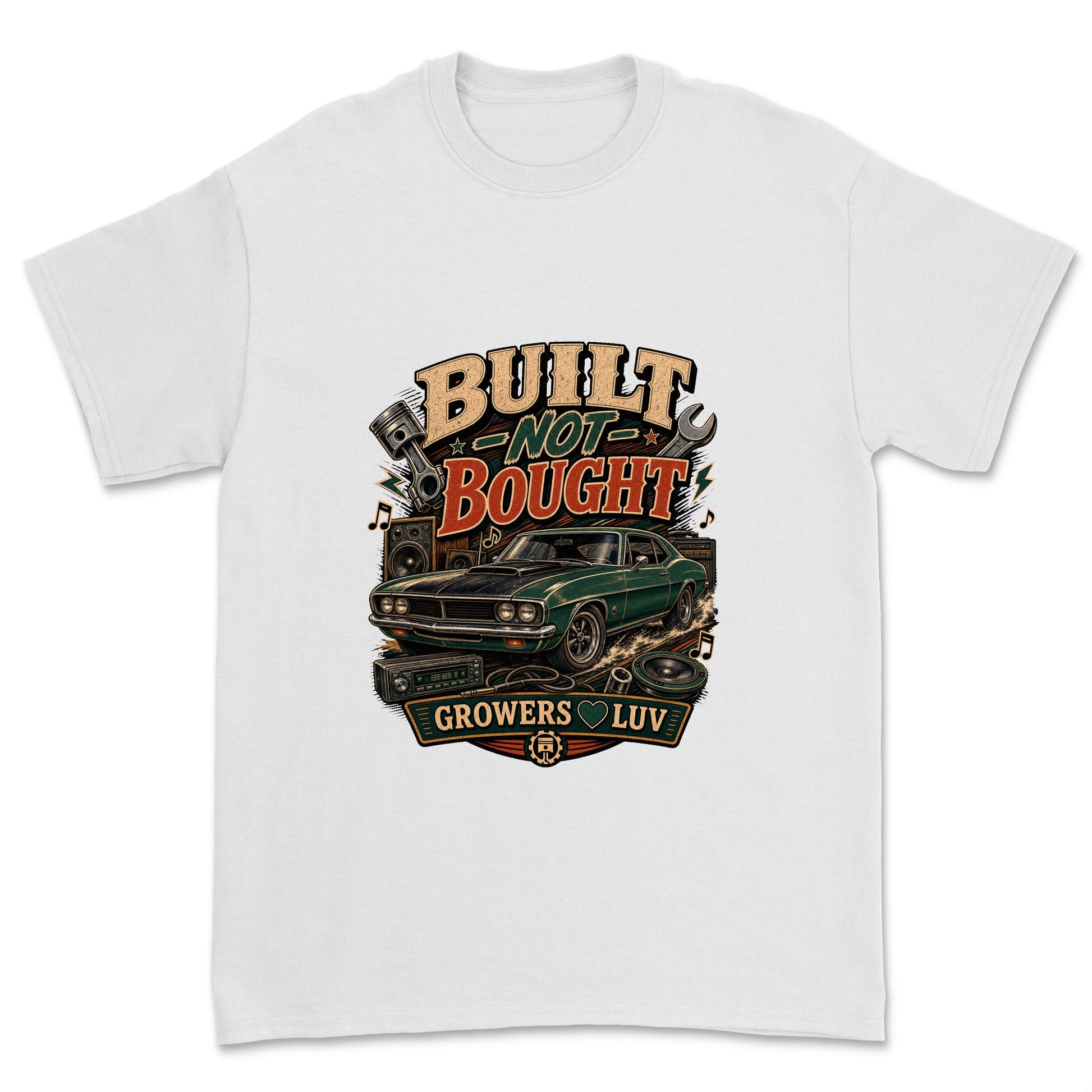 Built Not Bought Men's Gildan Graphic Tee in White