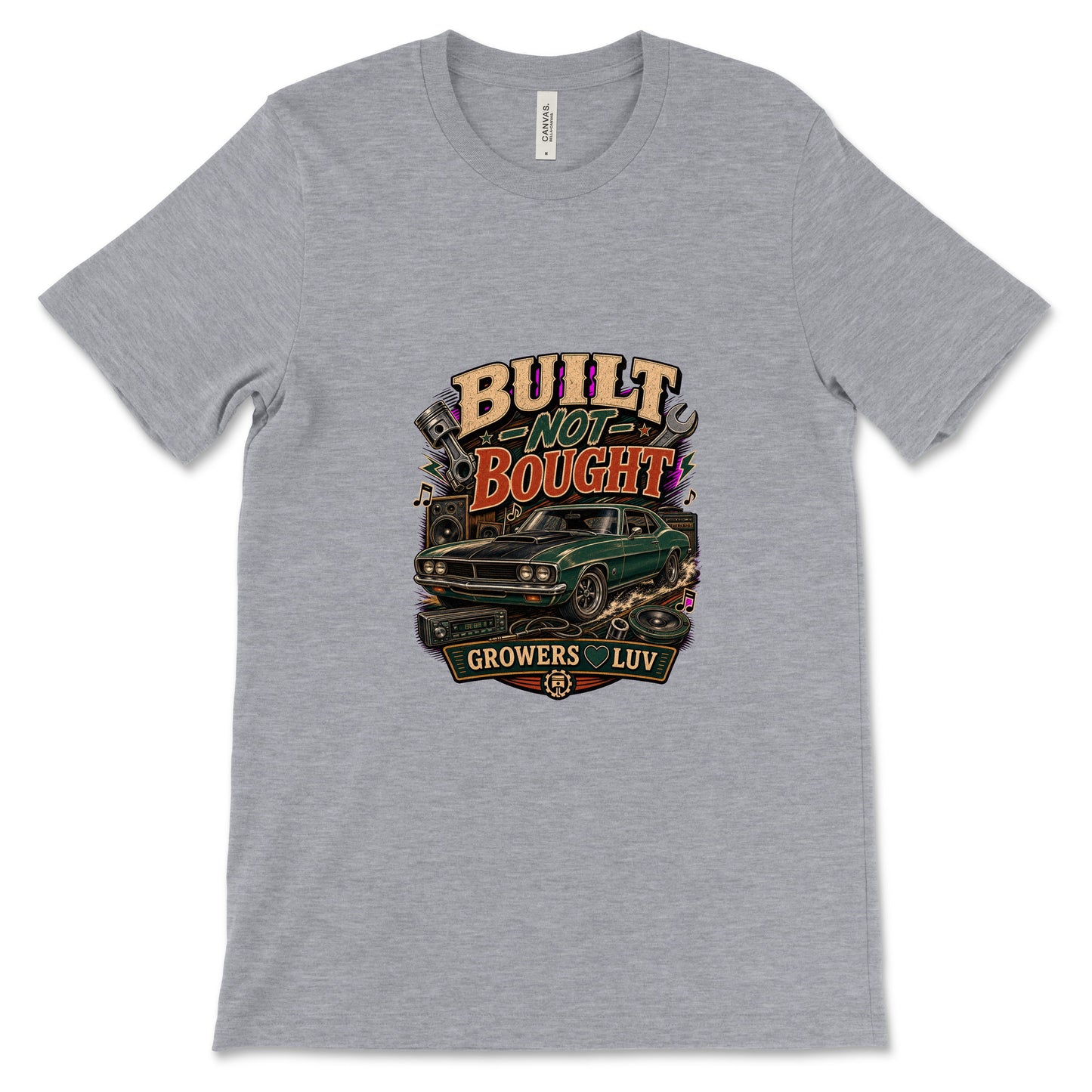 Built Not Bought Women's Bella Canvas Graphic Tee in Athletic Heather