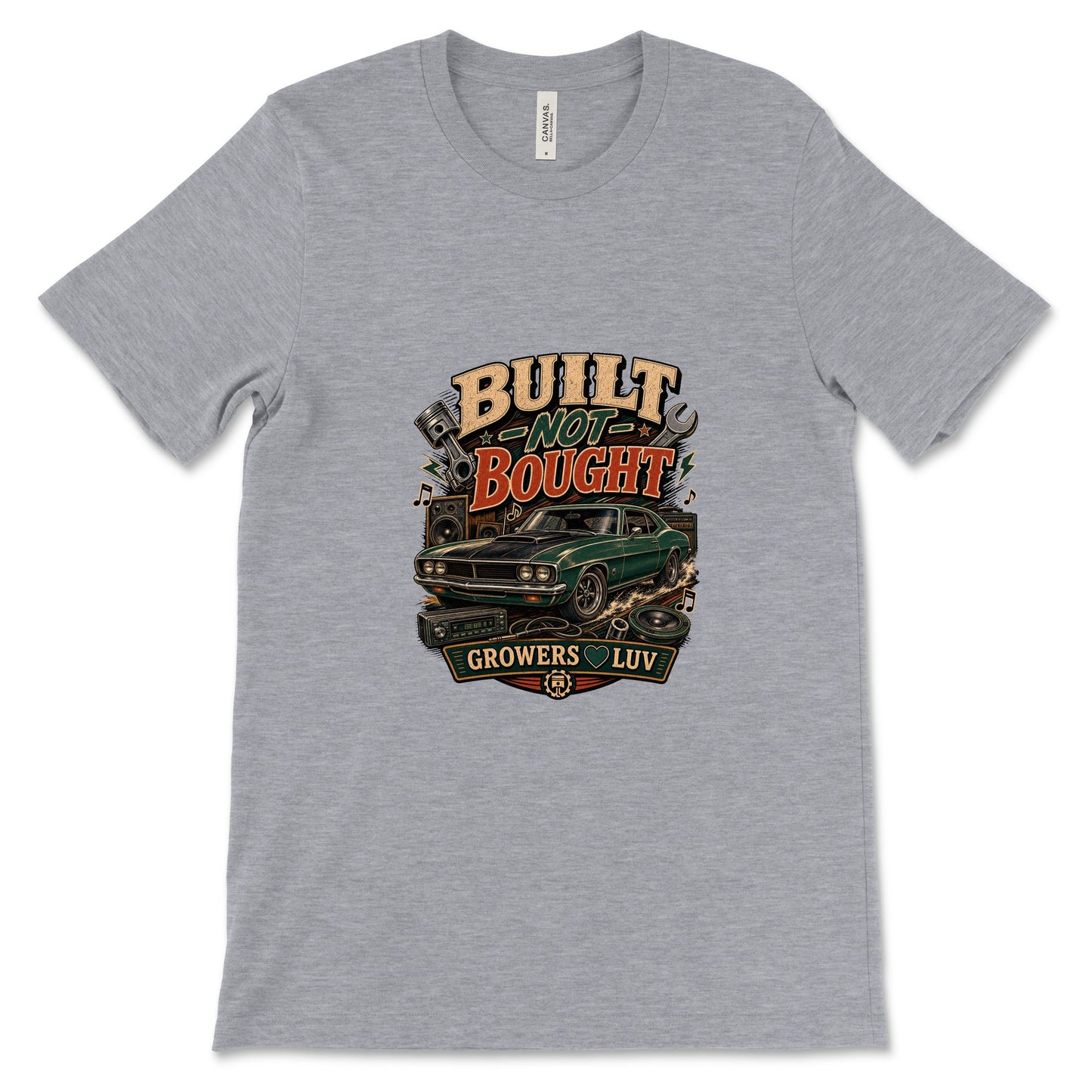 Built Not Bought Women's Bella Canvas Graphic Tee in Athletic Heather
