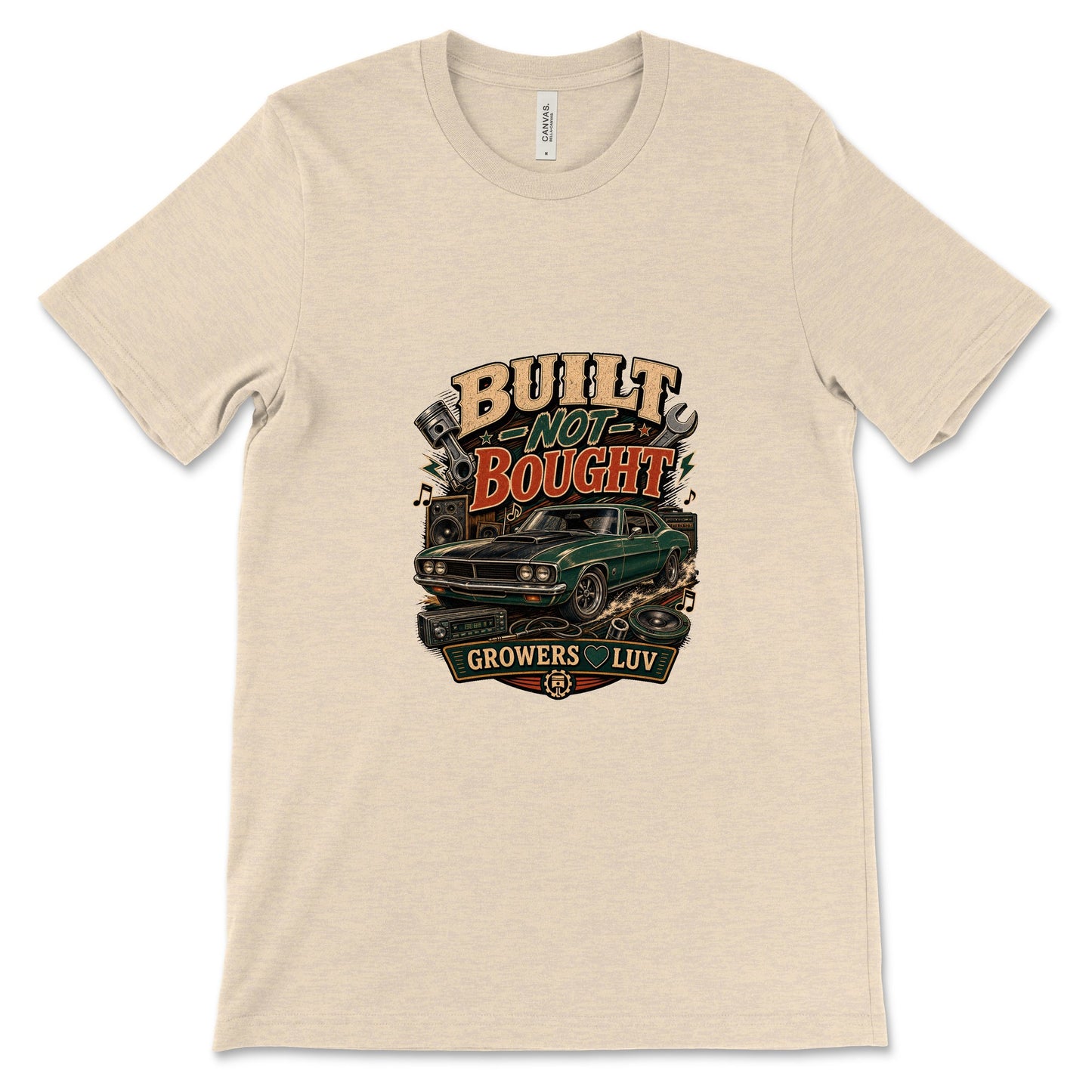 Built Not Bought Women's Bella Canvas Graphic Tee in Heather Dust