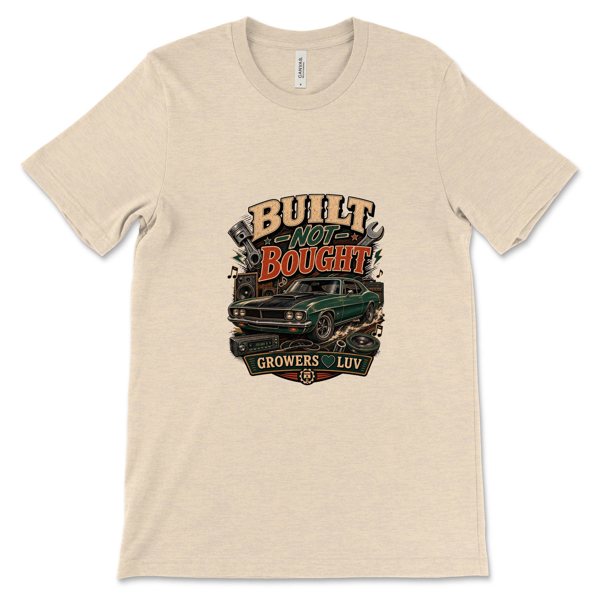 Built Not Bought Women's Bella Canvas Graphic Tee in Heather Dust