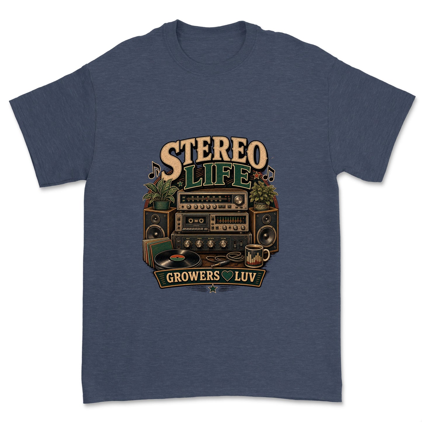 Stereo Life Men's Gildan Graphic Tee in Heather Navy