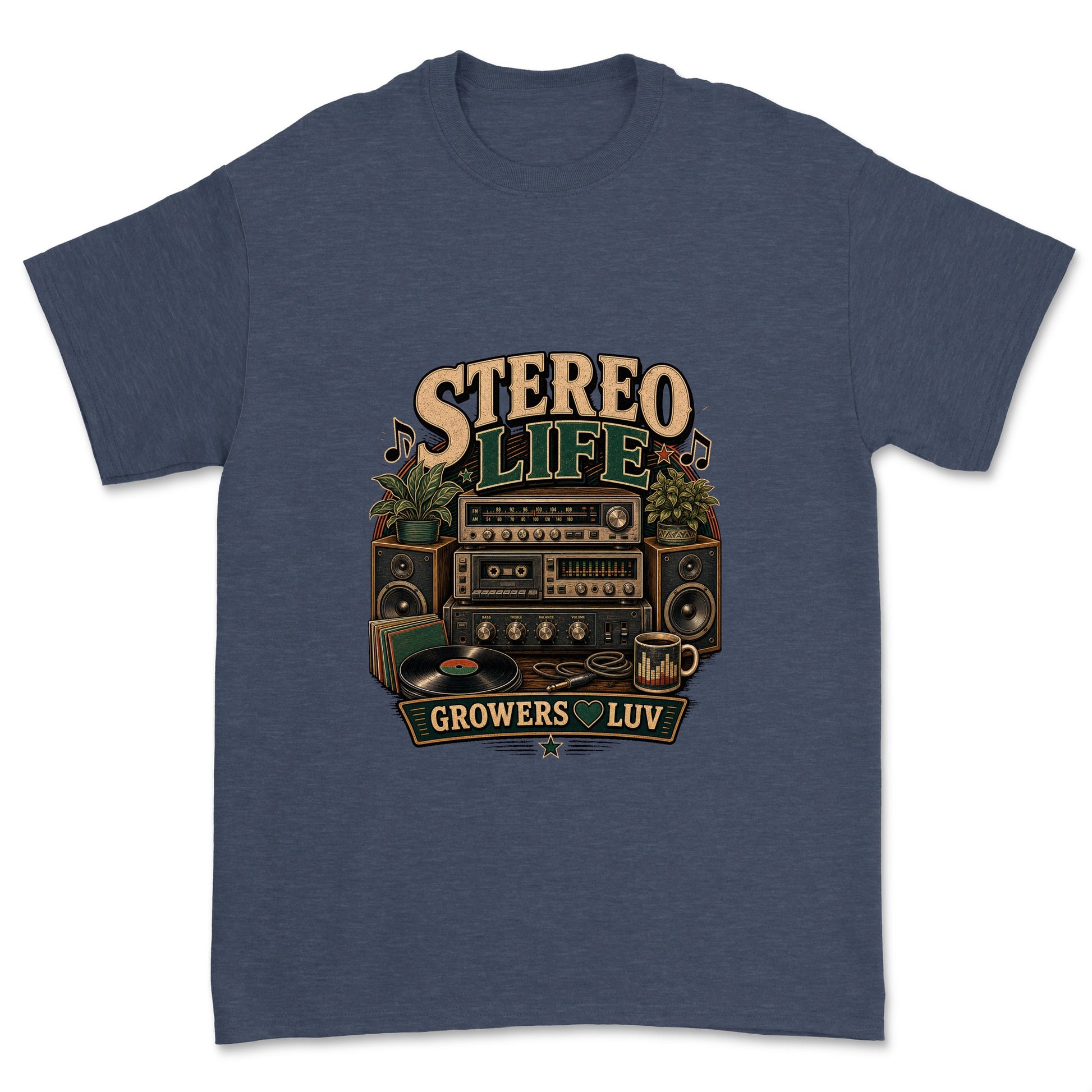 Stereo Life Men's Gildan Graphic Tee in Heather Navy