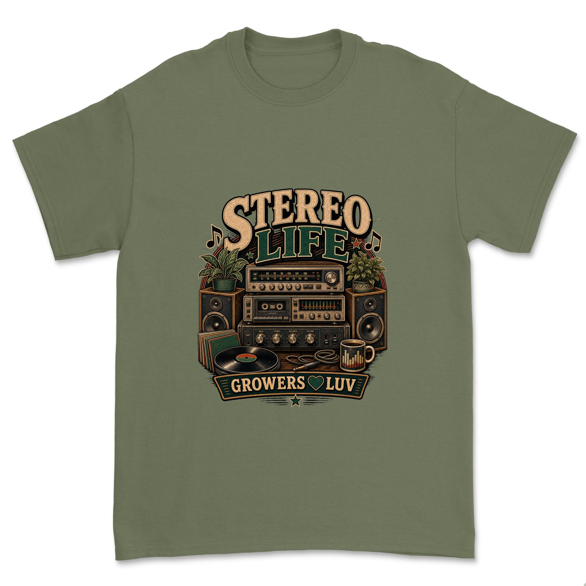 Stereo Life Men's Gildan Graphic Tee in Military Green