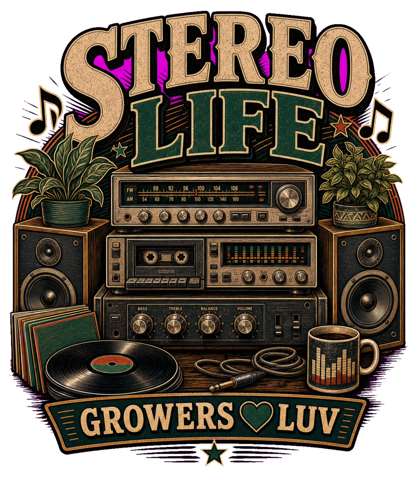 Stereo Life Women's Bella Canvas Graphic Tee artwork detail