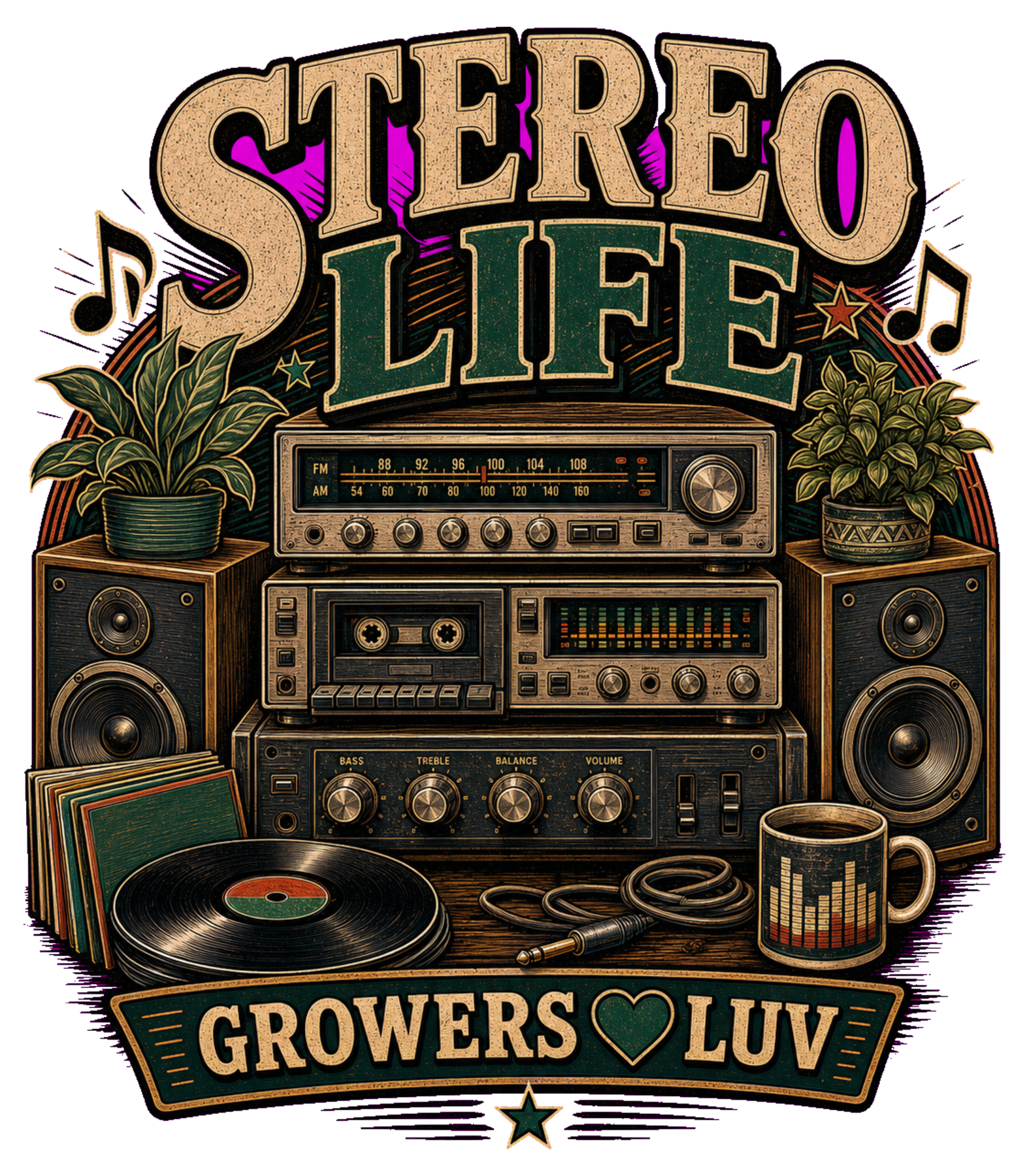 Stereo Life Women's Bella Canvas Graphic Tee artwork detail