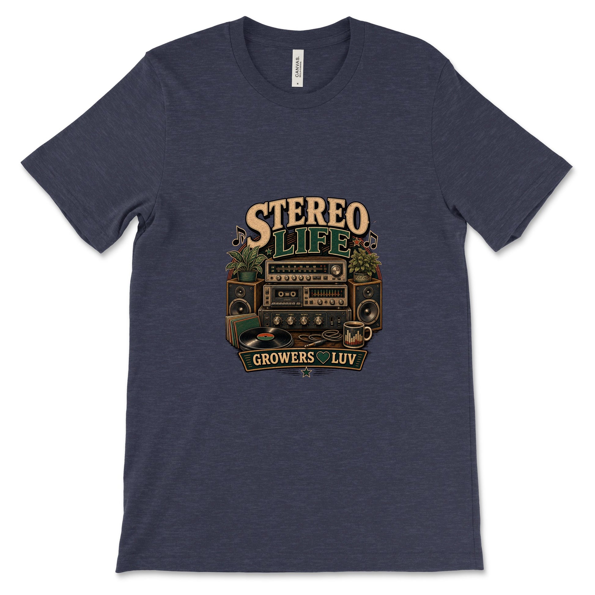 Stereo Life Women's Bella Canvas Graphic Tee in Heather Midnight Navy