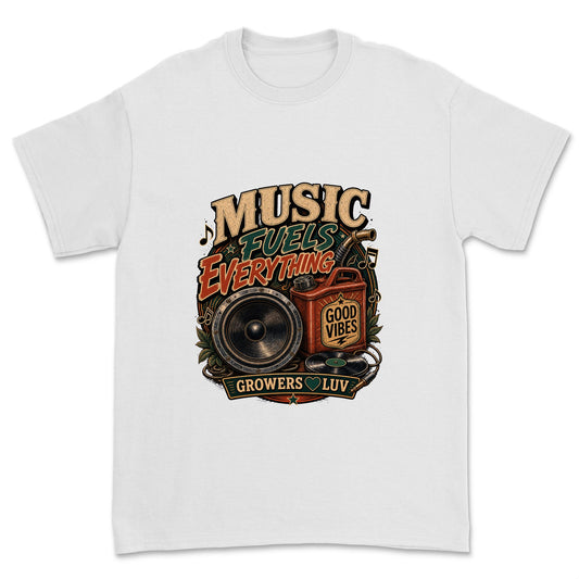 Music Fuels Everything Men's Gildan Graphic Tee in White