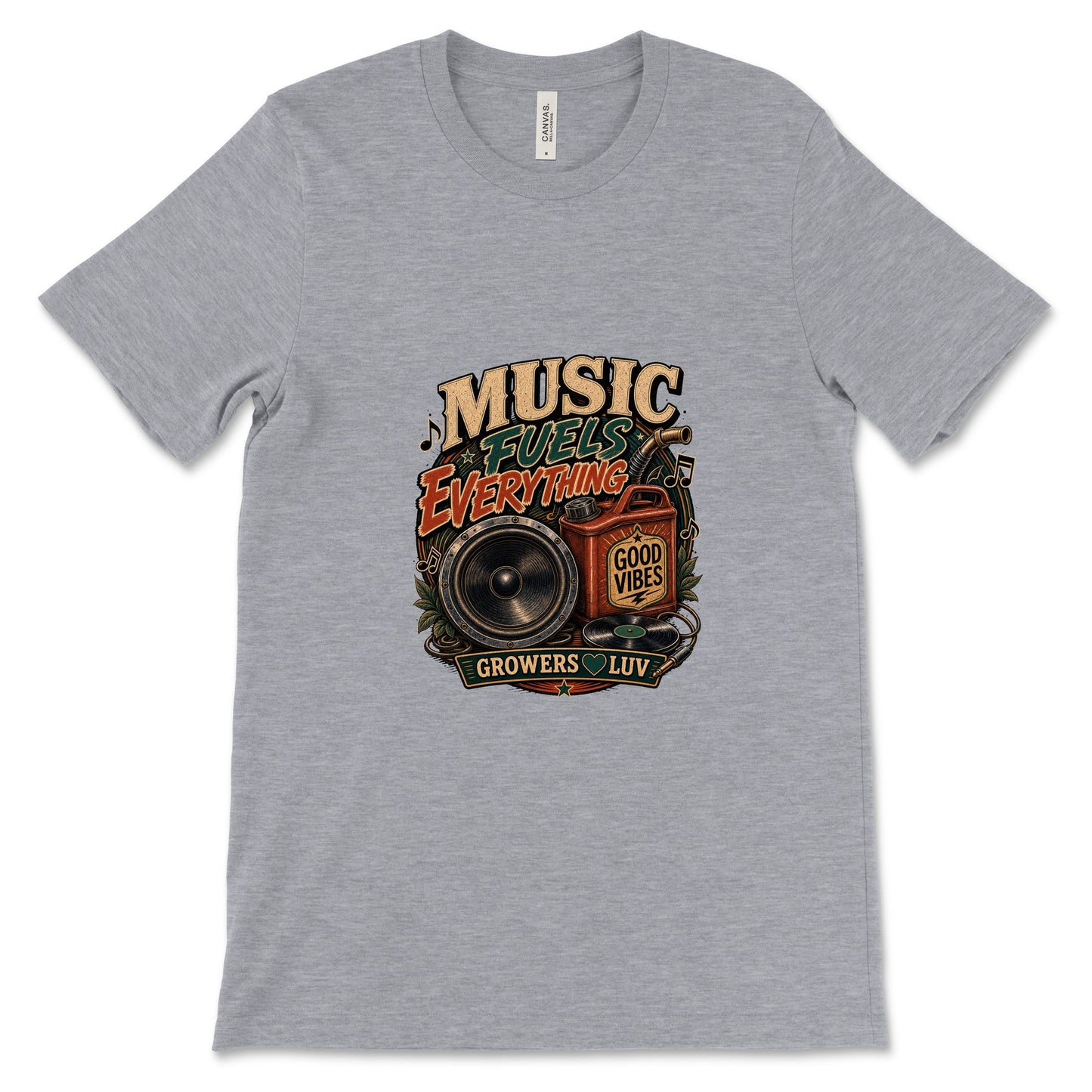 Music Fuels Everything Women's Bella Canvas Graphic Tee in Athletic Heather