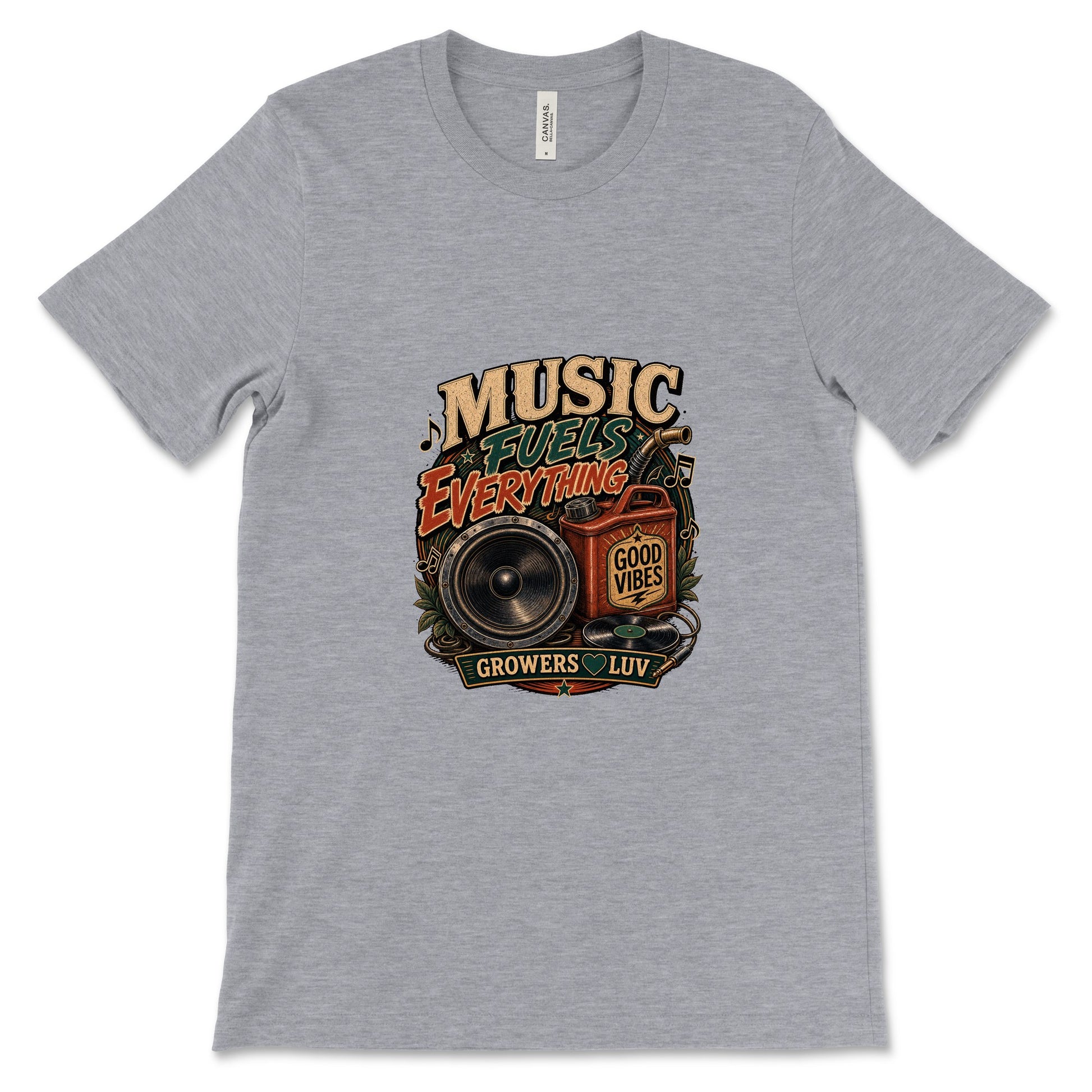 Music Fuels Everything Women's Bella Canvas Graphic Tee in Athletic Heather