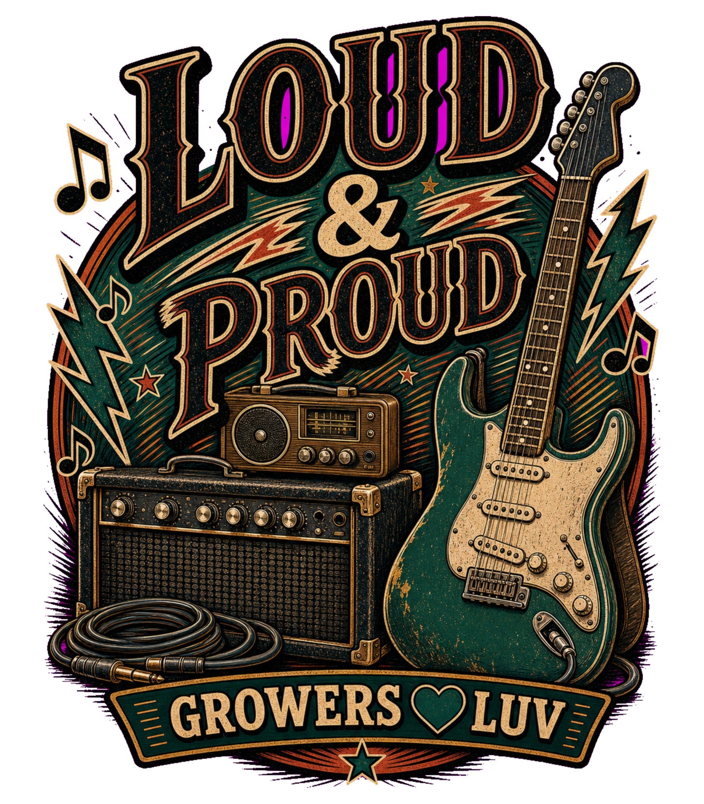 Loud And Proud Women's Bella Canvas Graphic Tee artwork detail