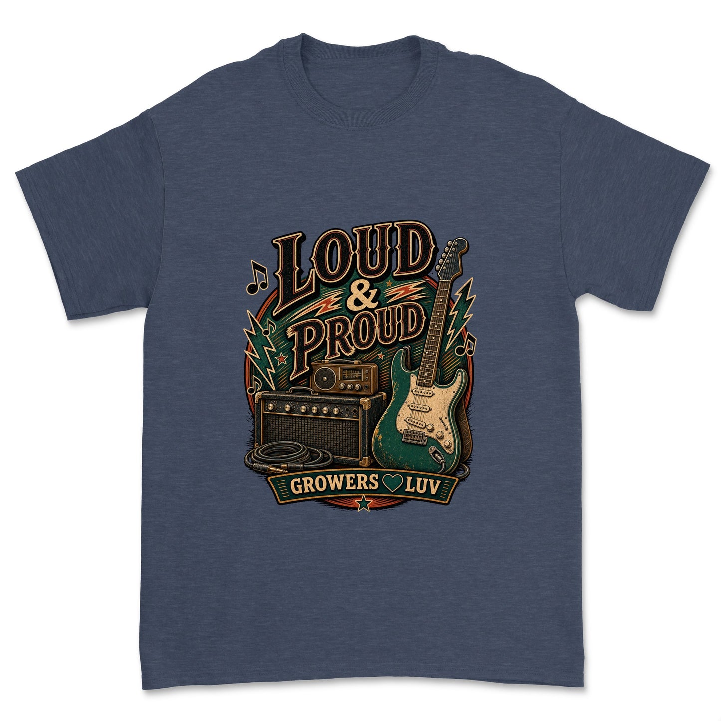 Loud And Proud Men's Gildan Graphic Tee in Heather Navy