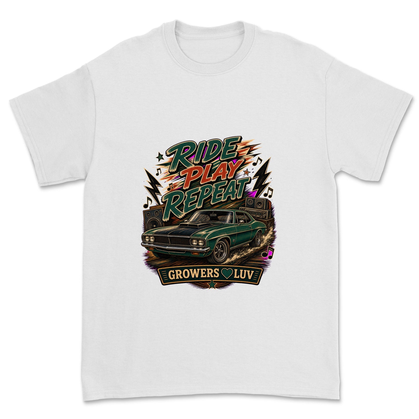 Ride Play Repeat Men's Gildan Graphic Tee in White
