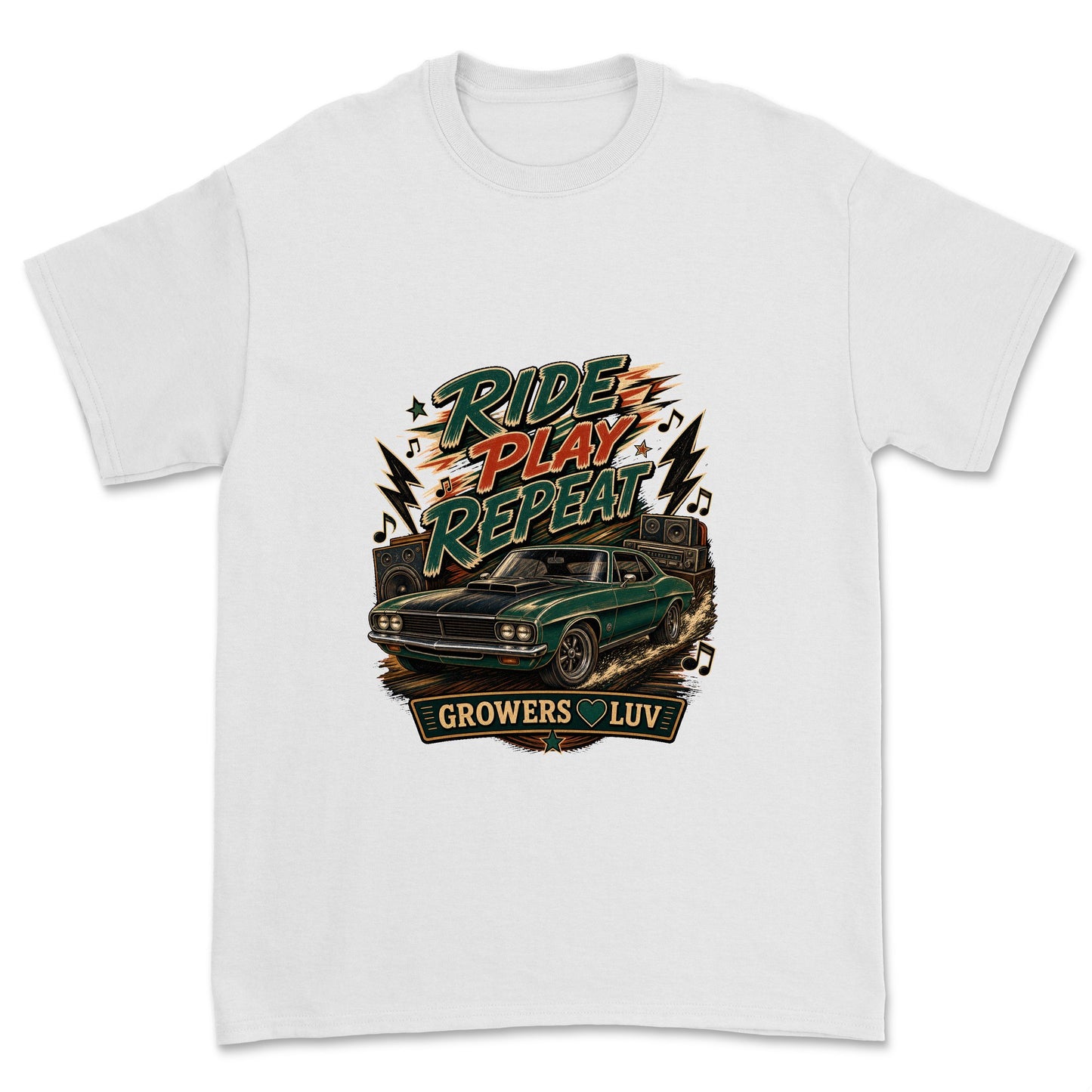 Ride Play Repeat Men's Gildan Graphic Tee in White