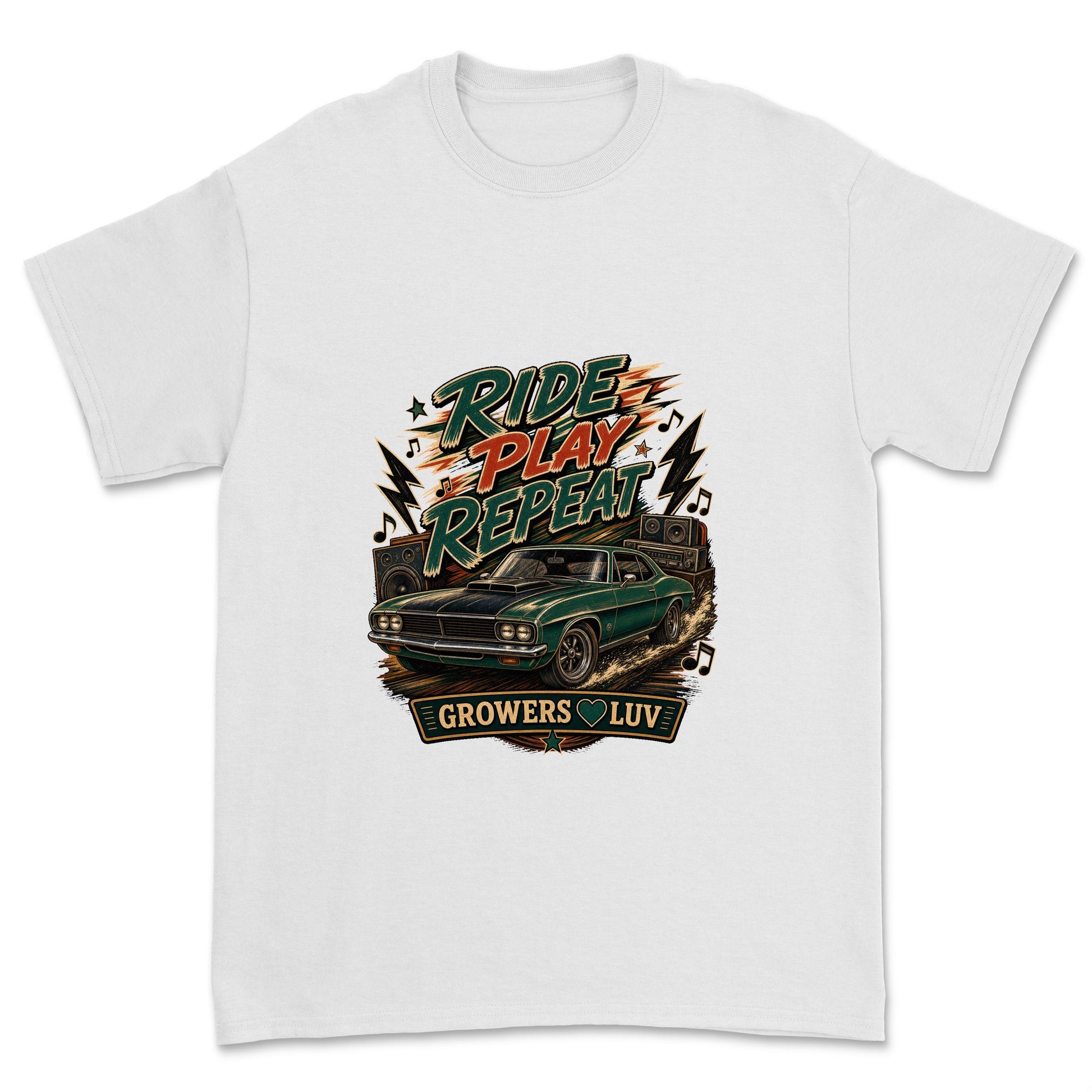 Ride Play Repeat Men's Gildan Graphic Tee in White