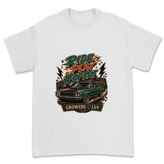 Ride Play Repeat Men's Gildan Graphic Tee in White