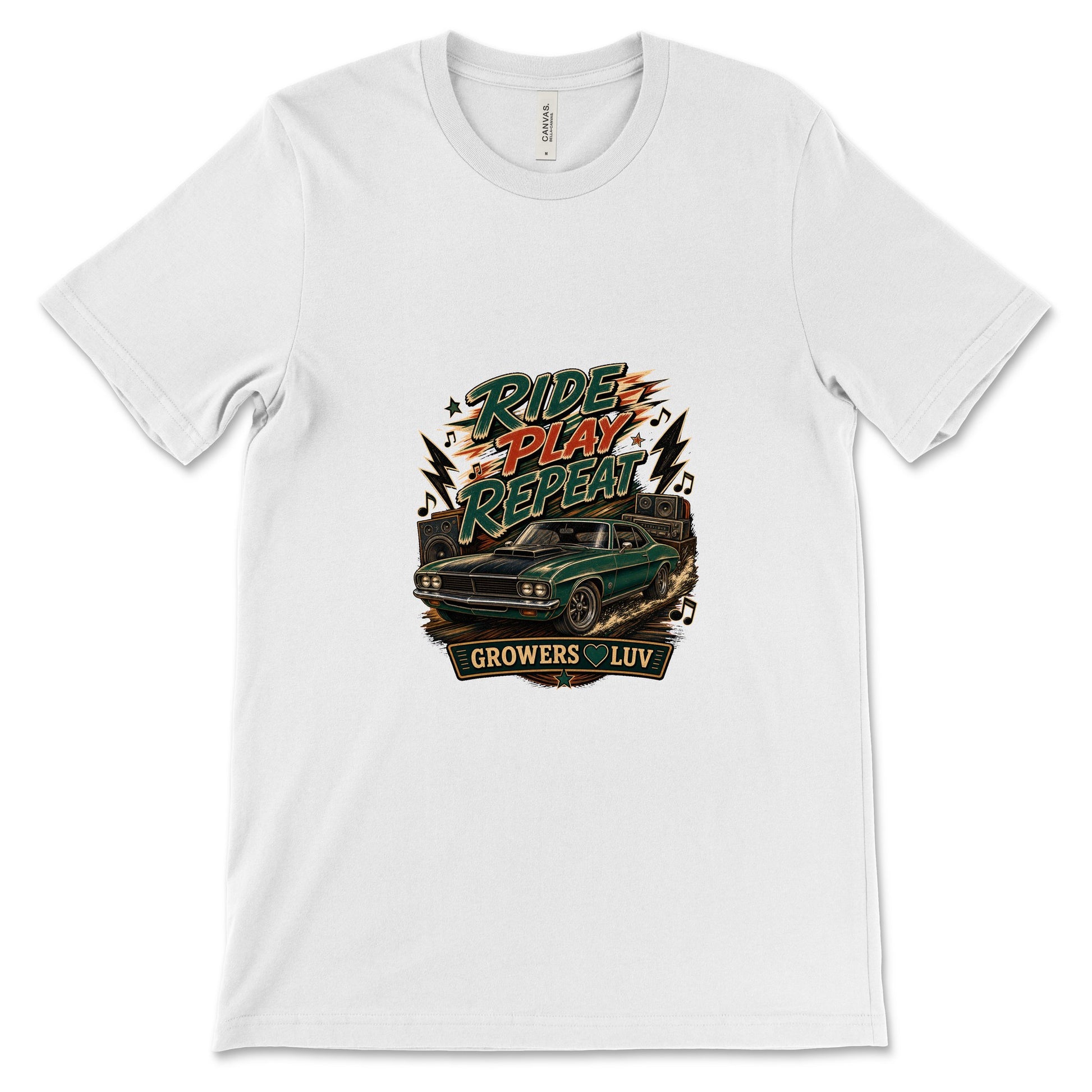 Ride Play Repeat Women's Bella Canvas Graphic Tee in White