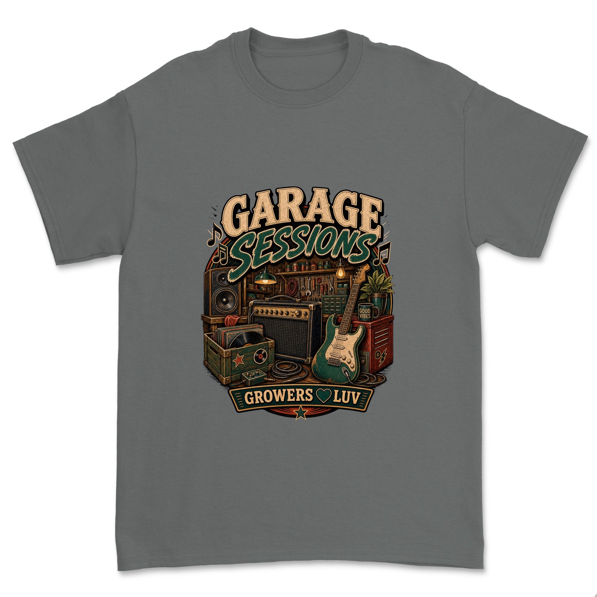Garage Sessions Men's Gildan Graphic Tee in Charcoal